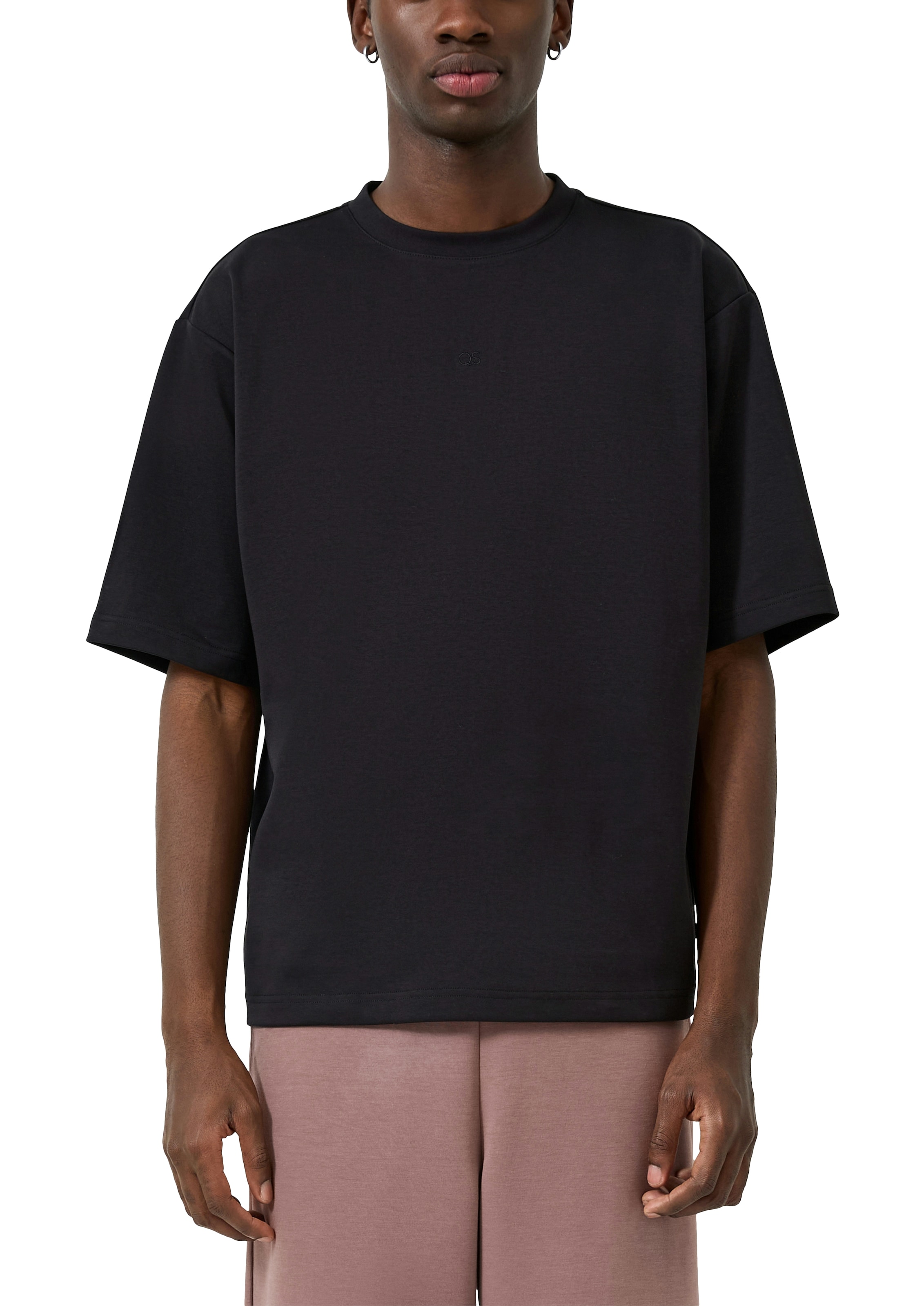 QS Kurzarmshirt mit kleiner Logo-Stickerei