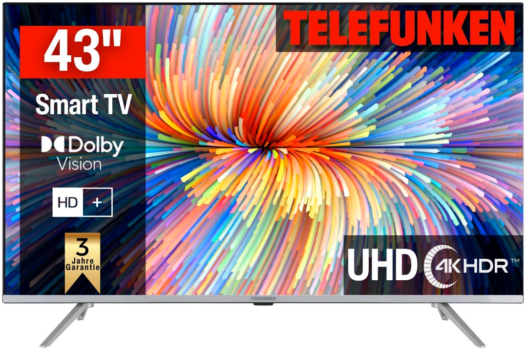 Telefunken LED-Fernseher, 108 cm/43 Zoll, 4K Ultra HD, Smart-TV