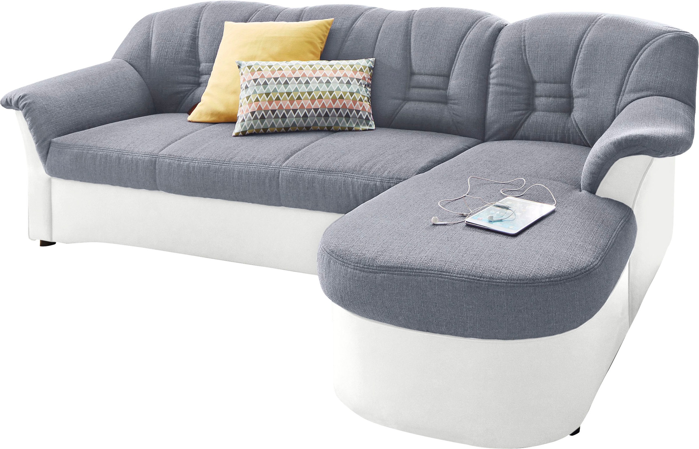 DOMO collection Ecksofa »Elva, zeitlose Formensprache, elegante Rückensteppung, L-Form«, wahlweise mit Bettfunktion und Federkern
