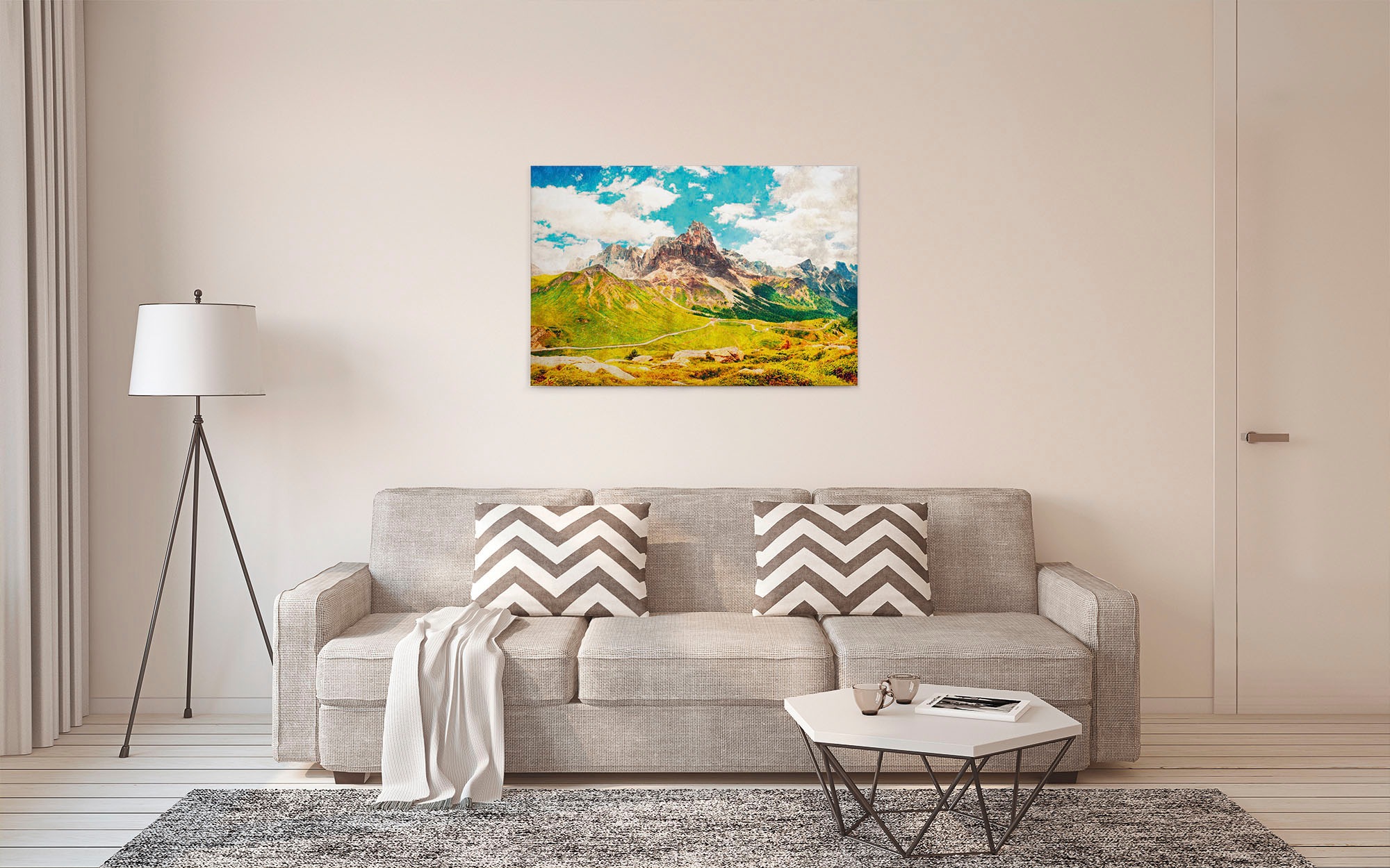 A.S. Création Leinwandbild »dolomiti«, Kunst-Berge-Kinder, (1 St.), Keilrahmen Bild Landschaft Berge Leinwand-Bild Wohnzimmer modern Wand