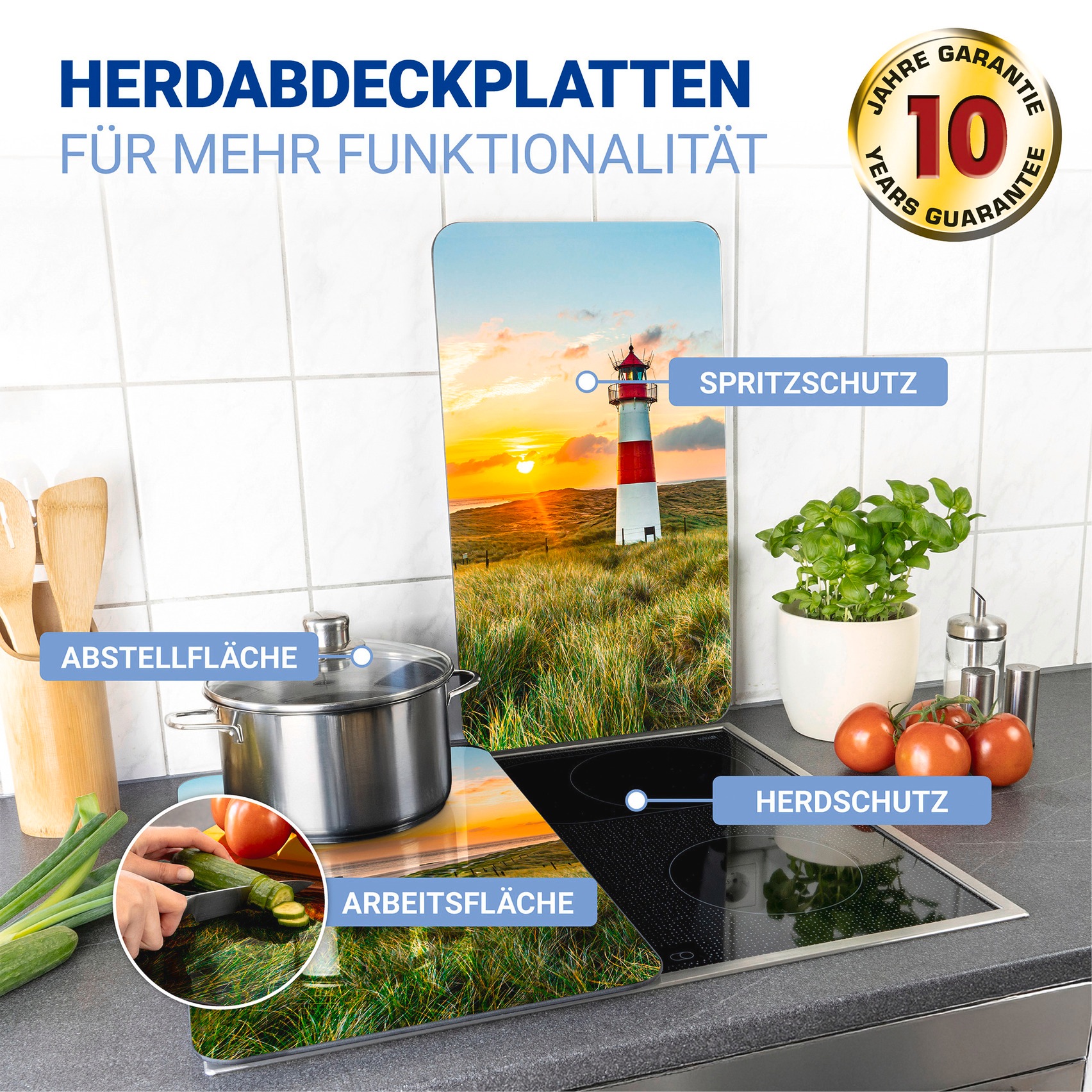 WENKO Herd-Abdeckplatte »Universal Modell Leuchtturm«, (Set, 2 tlg.), Herda günstig online kaufen