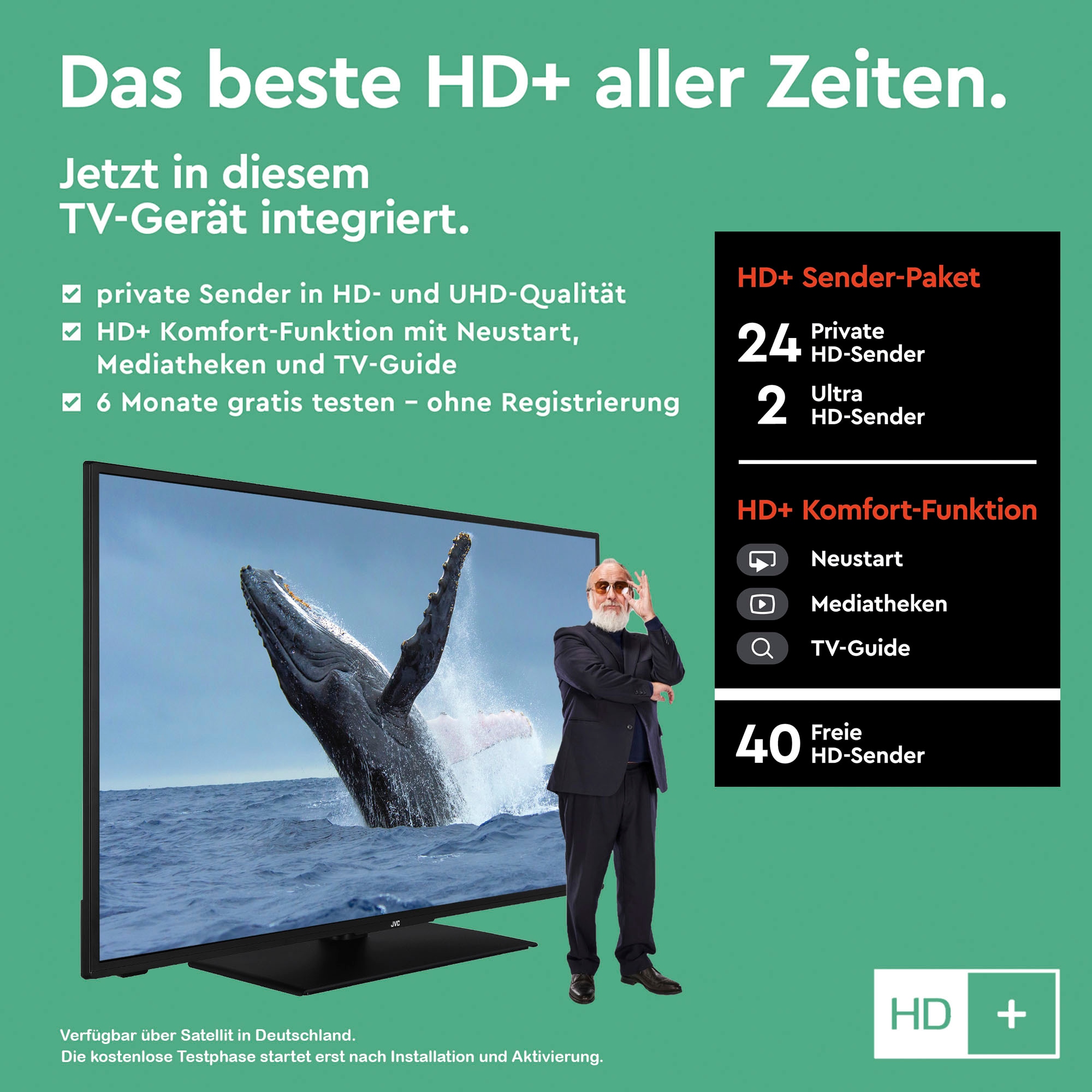 JVC LED-Fernseher, 108 cm/43 Zoll, Full HD, Smart TV, HDR, Triple-Tuner, 6 Monate HD+ inklusive