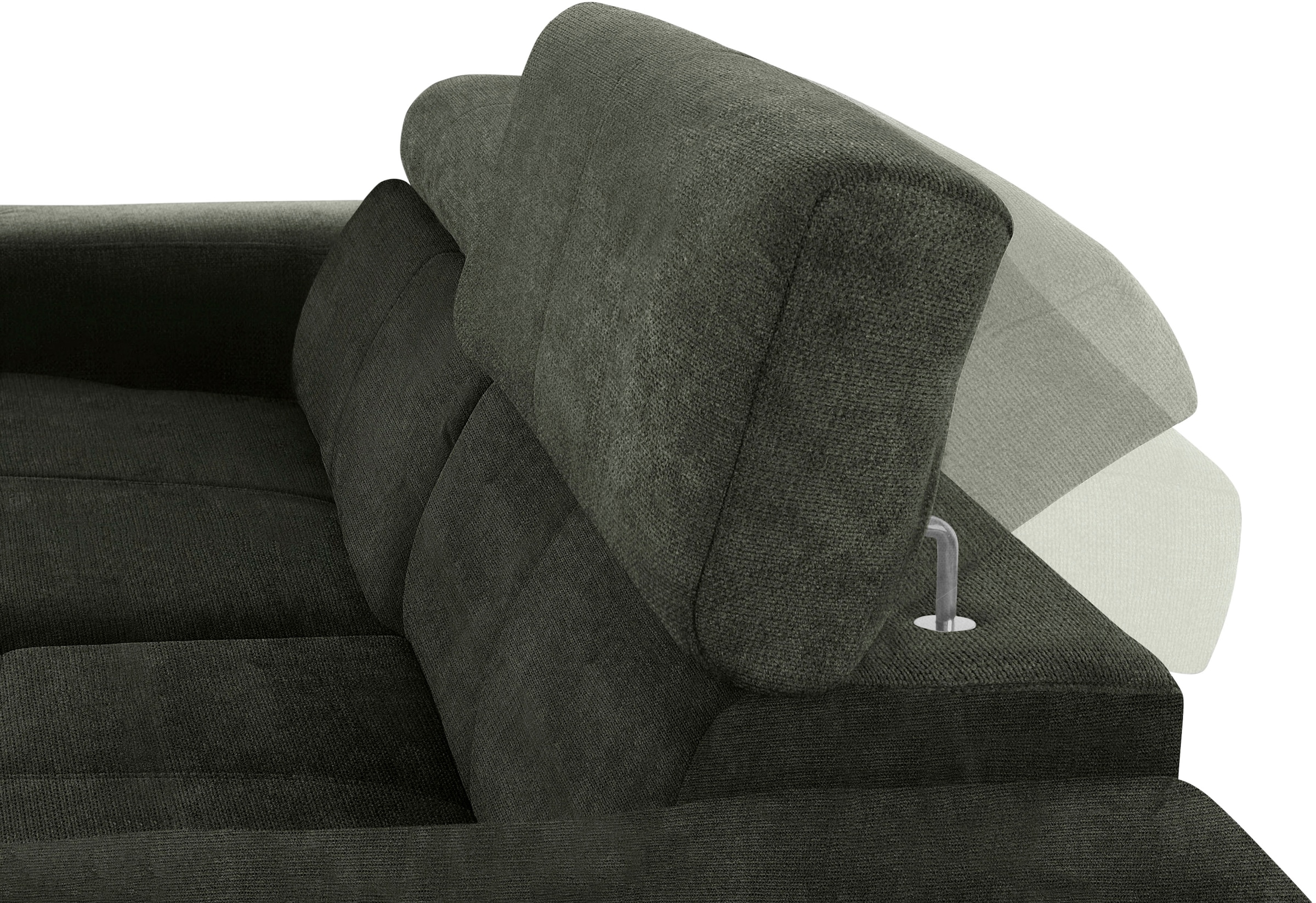 DOMO collection Ecksofa »Brandon B/T/H: 214/100/80 cm, L-Form«, Mit Kopfteilverstellung, auch in Leder und Cord, L-Form