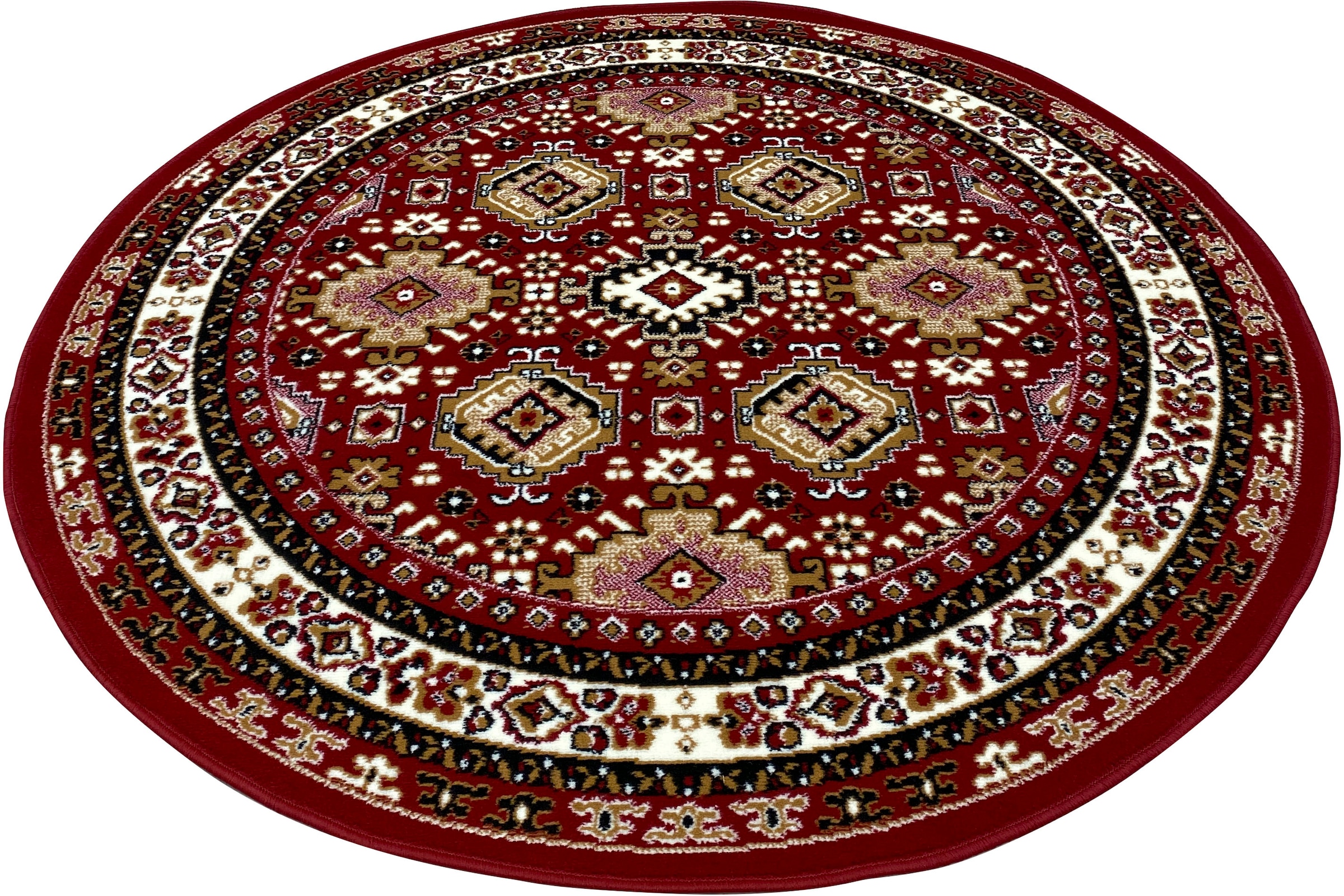 my home Teppich »Diantha«, rund, 7 mm Höhe, Orient-Optik, Teppich mit Bordüre, Kurzflor, elegant, weich