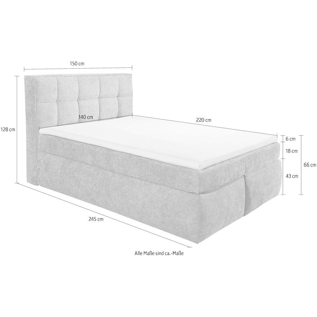 ED EXCITING DESIGN Boxspringbett »Michigan«, Duo-Matratze - mit Kokosmatte, Filzabdeckung