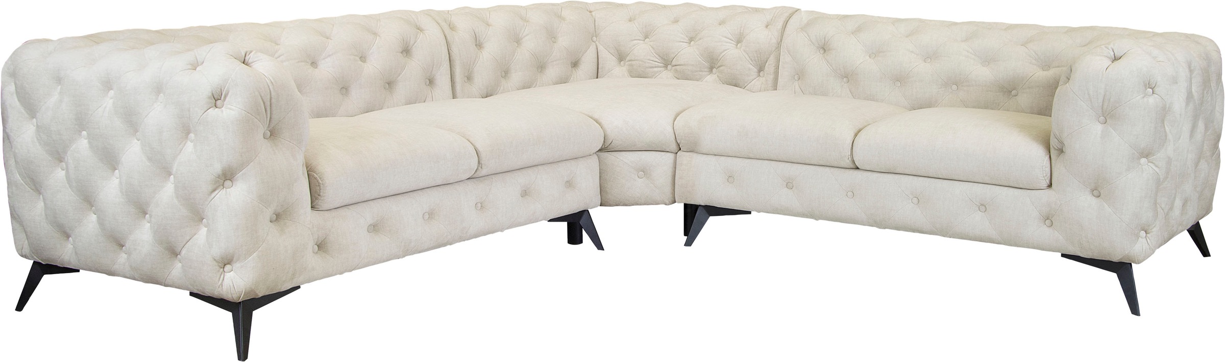 Leonique Chesterfield-Sofa »Ecksofa GLYNIS L-Form mit Wellenunterfederung, günstig online kaufen