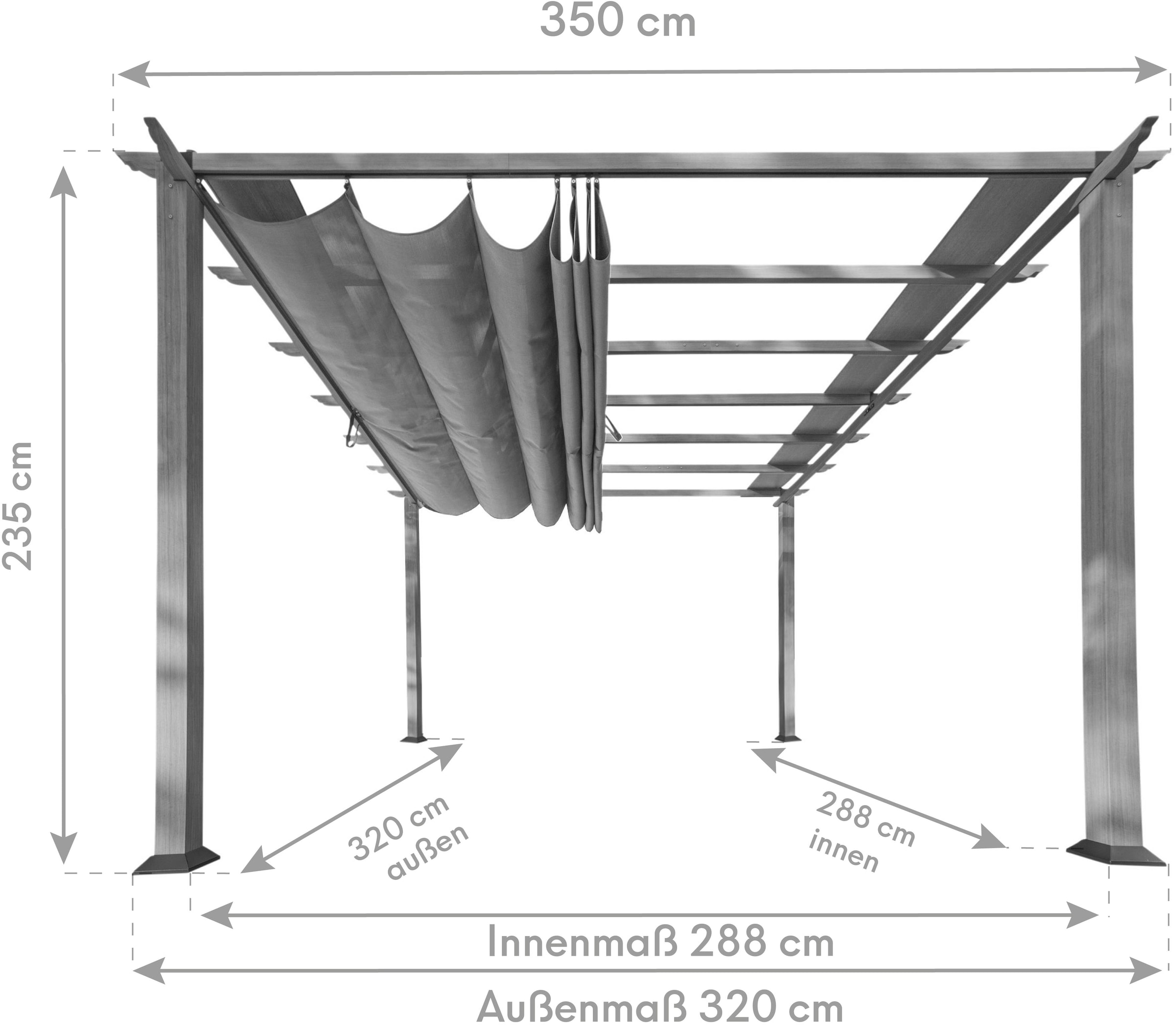 Paragon Pavillon »FLORIDA«, Aluminiumpavillon mit verstellbarem Sonnensegel