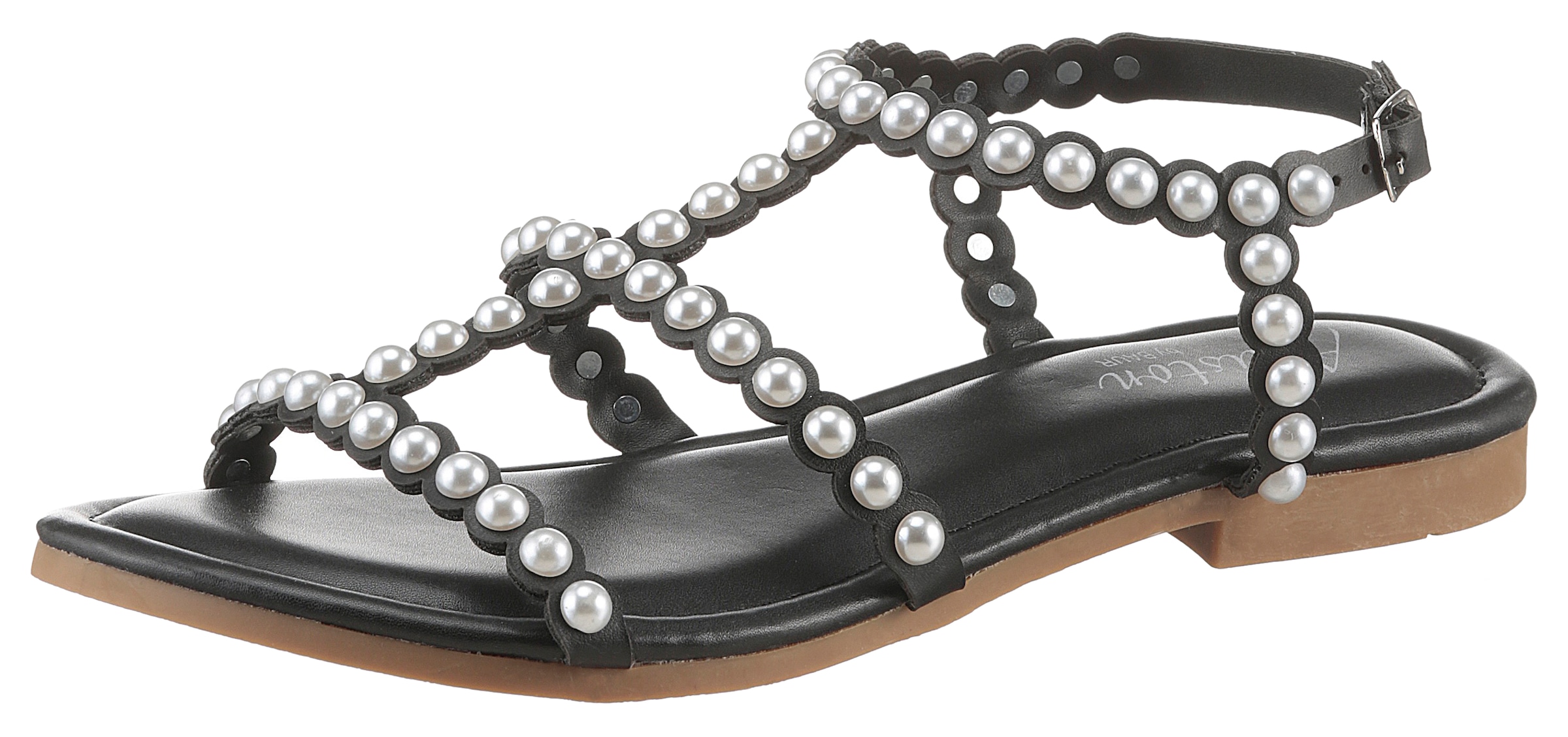Aniston SHOES Riemchensandale, Sommerschuh, Sandale, Blockabsatz, Zierperlen - NEUE KOLLEKTION