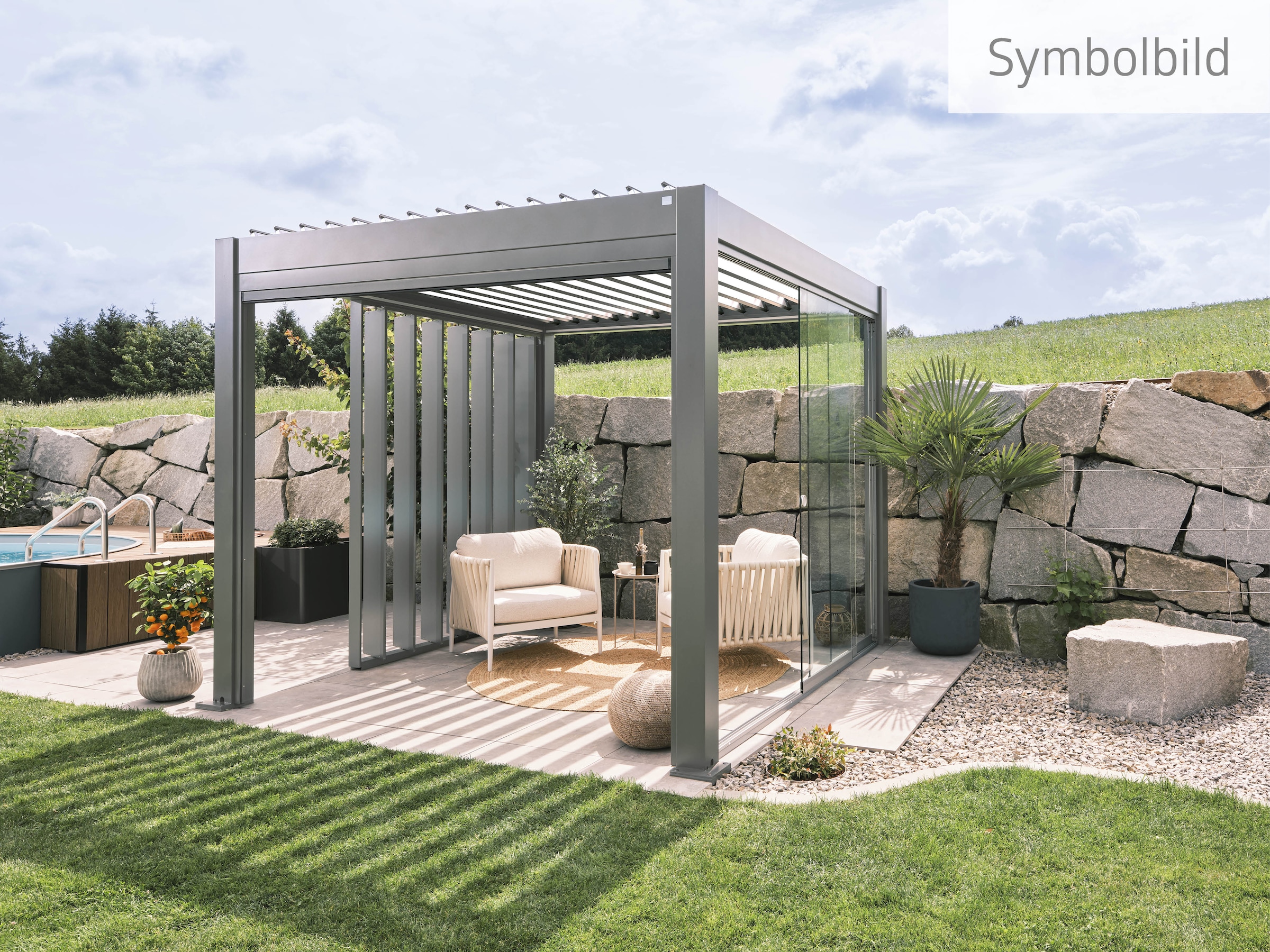 Biohort Pergola »3,5x3,5 m, verschiedene Farben«, 367,5x367,5x264 cm, ausgezeichnet mit dem Red Dot Design Award