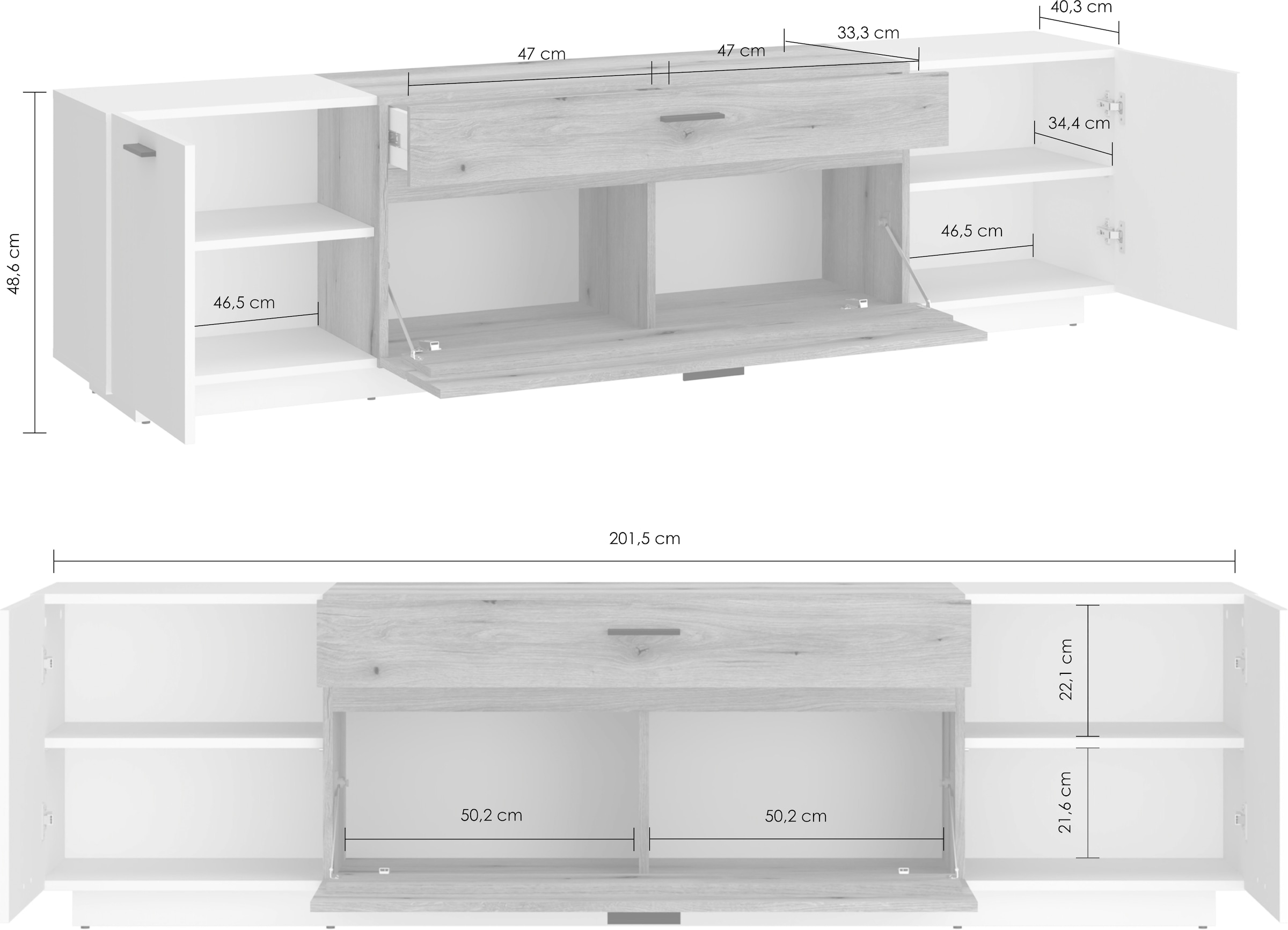 Home affaire Lowboard »Dalano« Breite ca.202 cm