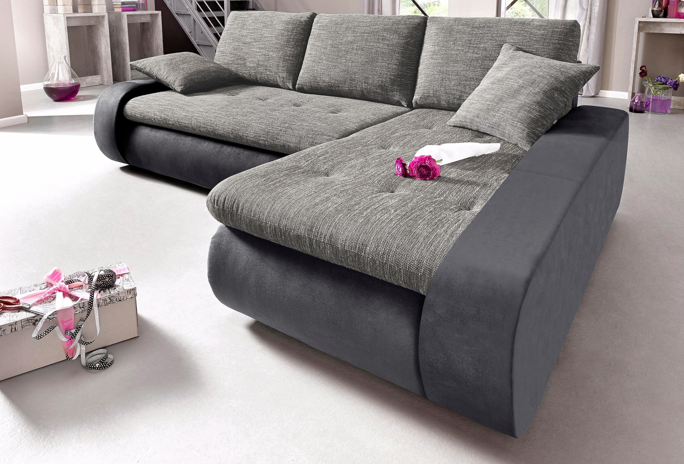 TRENDMANUFAKTUR Ecksofa »Indie, modern und bequem, Materialmix, OTTOs Choic günstig online kaufen