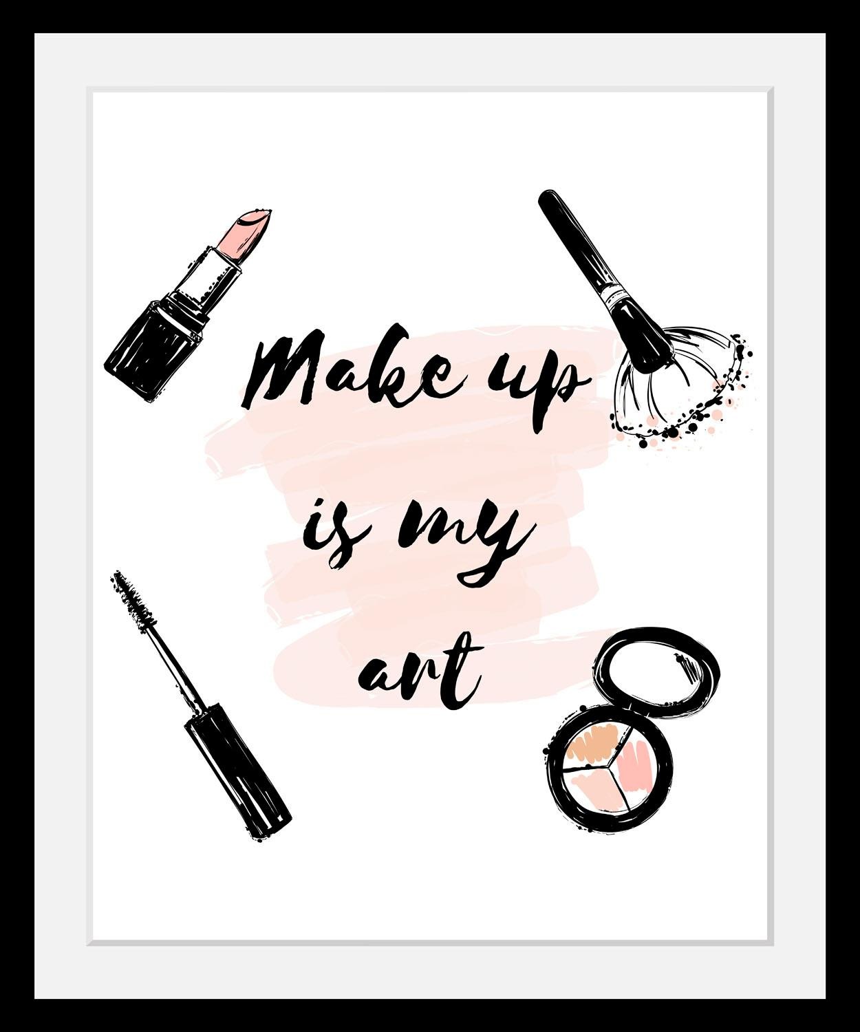 queence Bild »Make up«, Schwarz-Weiß-Schriftzug-Motivationsbilder-Fashion-F günstig online kaufen