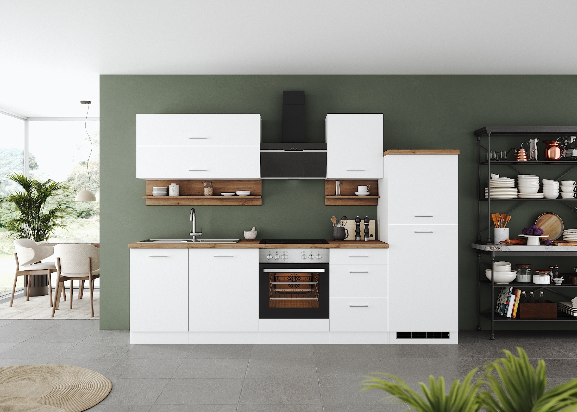 KOCHSTATION Küchenzeile »KS-Milan«, 280 cm breit, robuste Metallauszüge, vi günstig online kaufen
