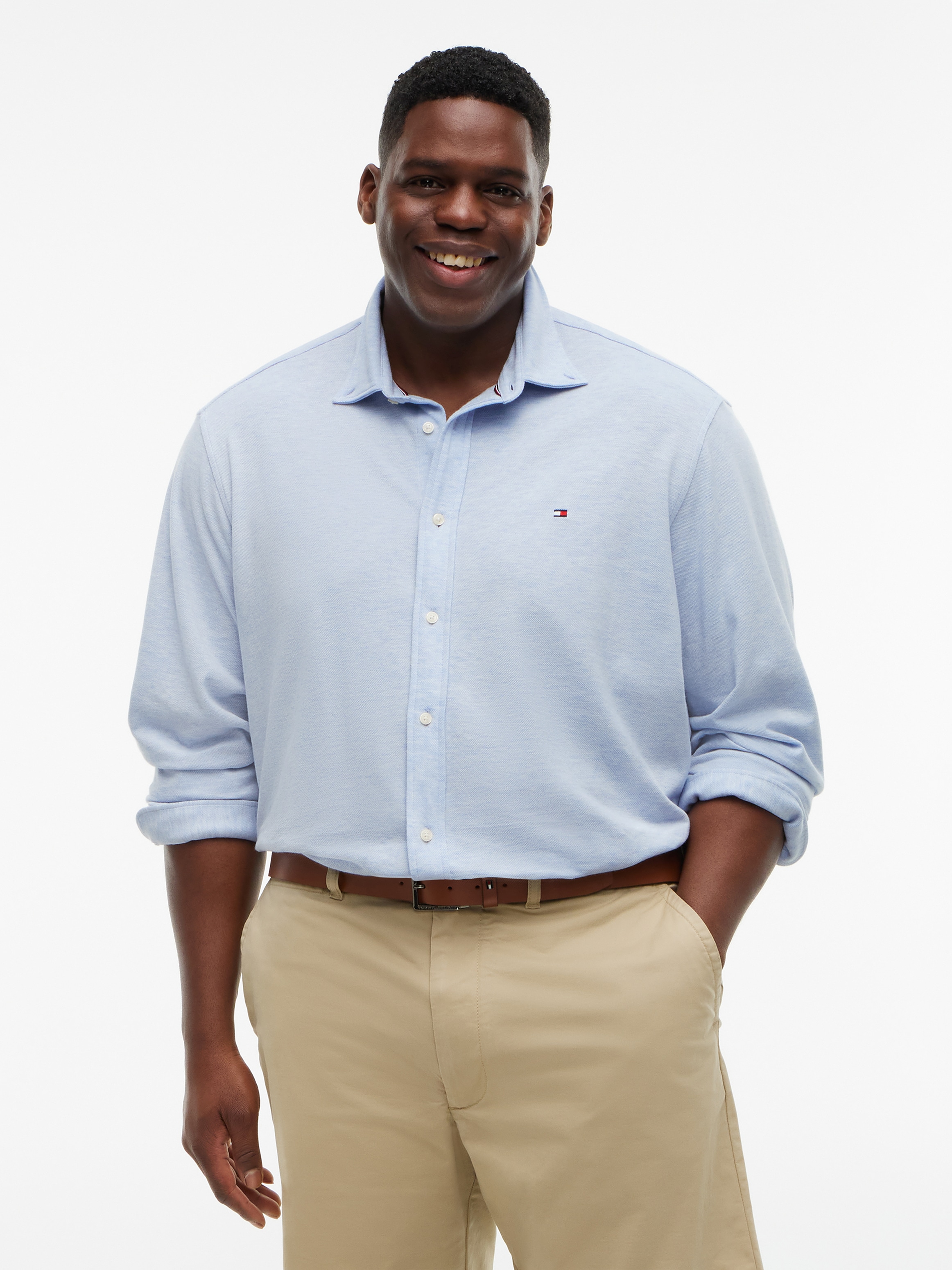Tommy Hilfiger Big & Tall Langarmhemd »BT-KNIT PIQUE FEATHERWEIGHT SLIMFIT« Große Größen