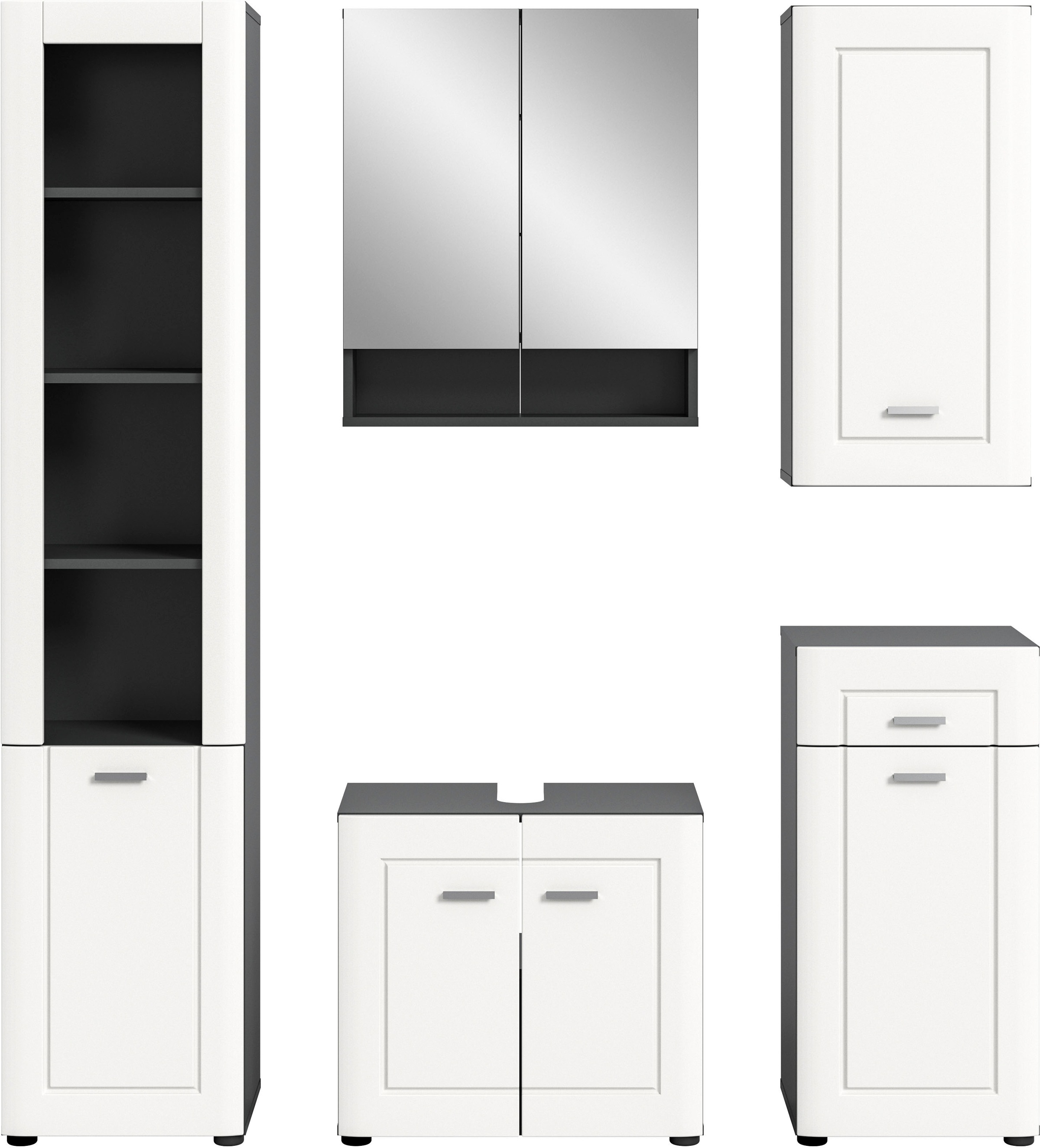 INOSIGN Badmöbel-Set »Jarvi, 5 teilig, bestehend aus:« Set, 5 Stk. tlg. grau