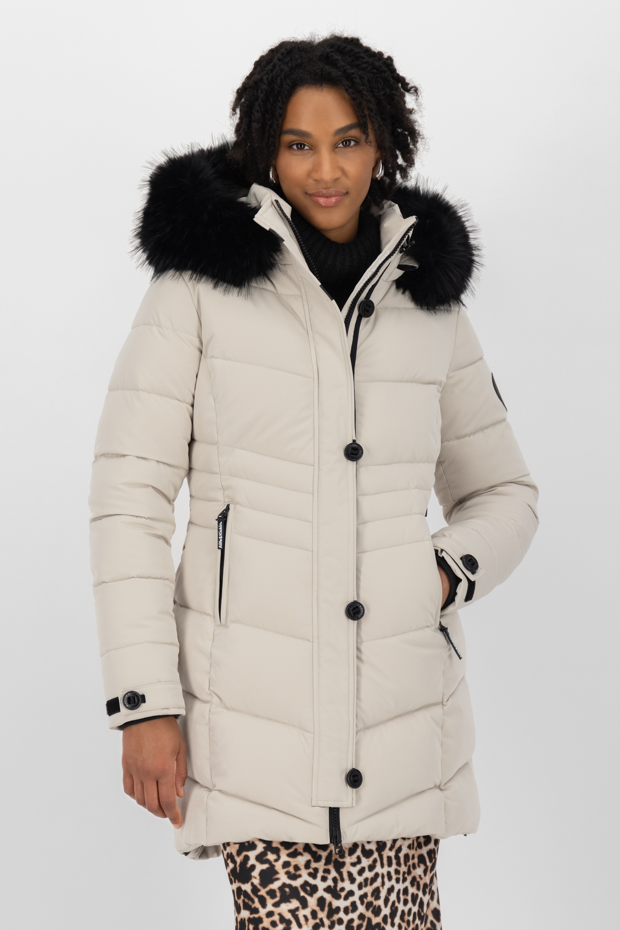 Alife & Kickin Winterjacke »Damen AmaliaAK A«, mit Kapuze, Lange gefütterte Damenwinterjacke mit abnehmbarer Kunstfellkapuze