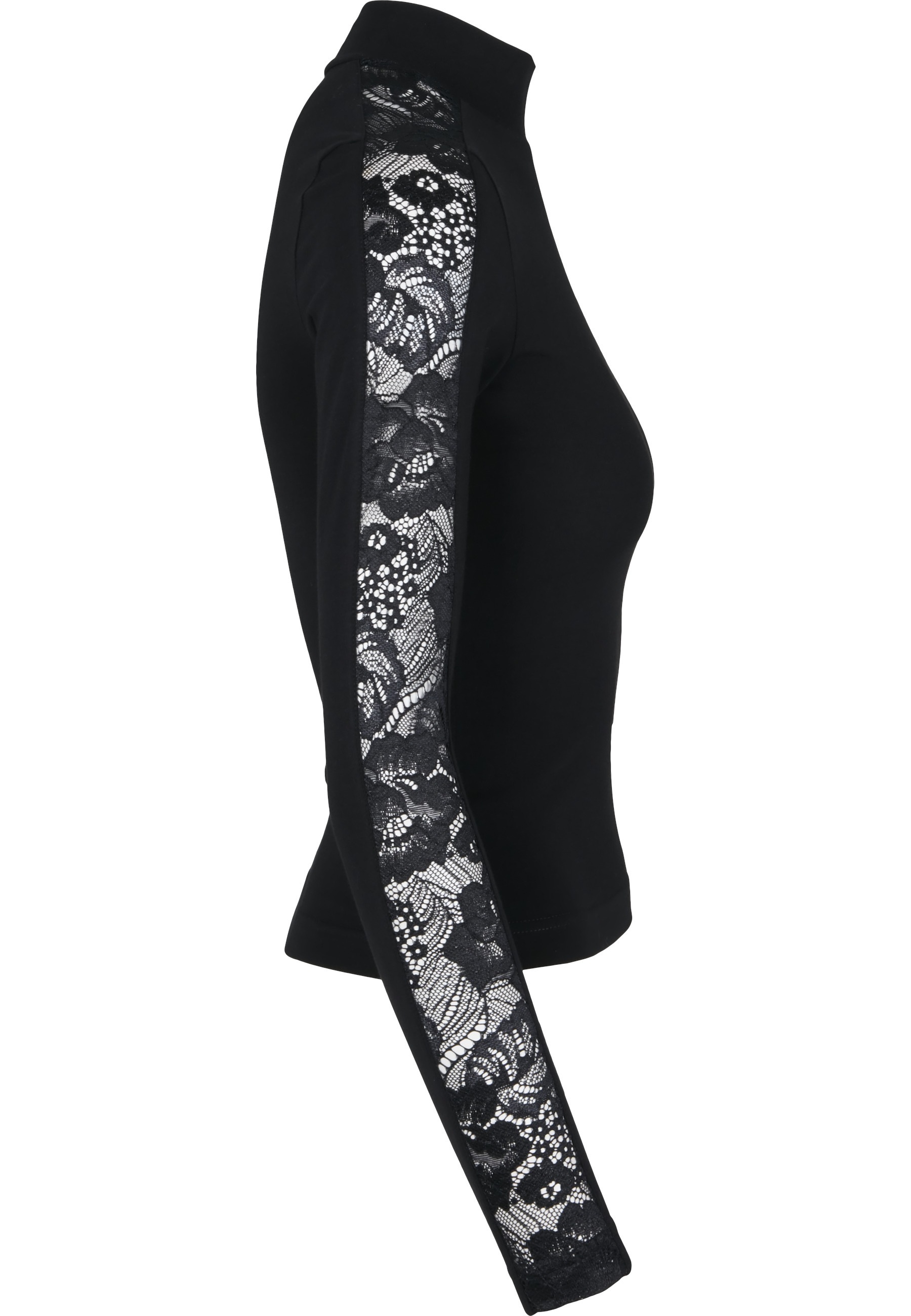 URBAN CLASSICS T-Shirt »Urban Classics Damen Ladies Lace Striped LS« 1 Stk.