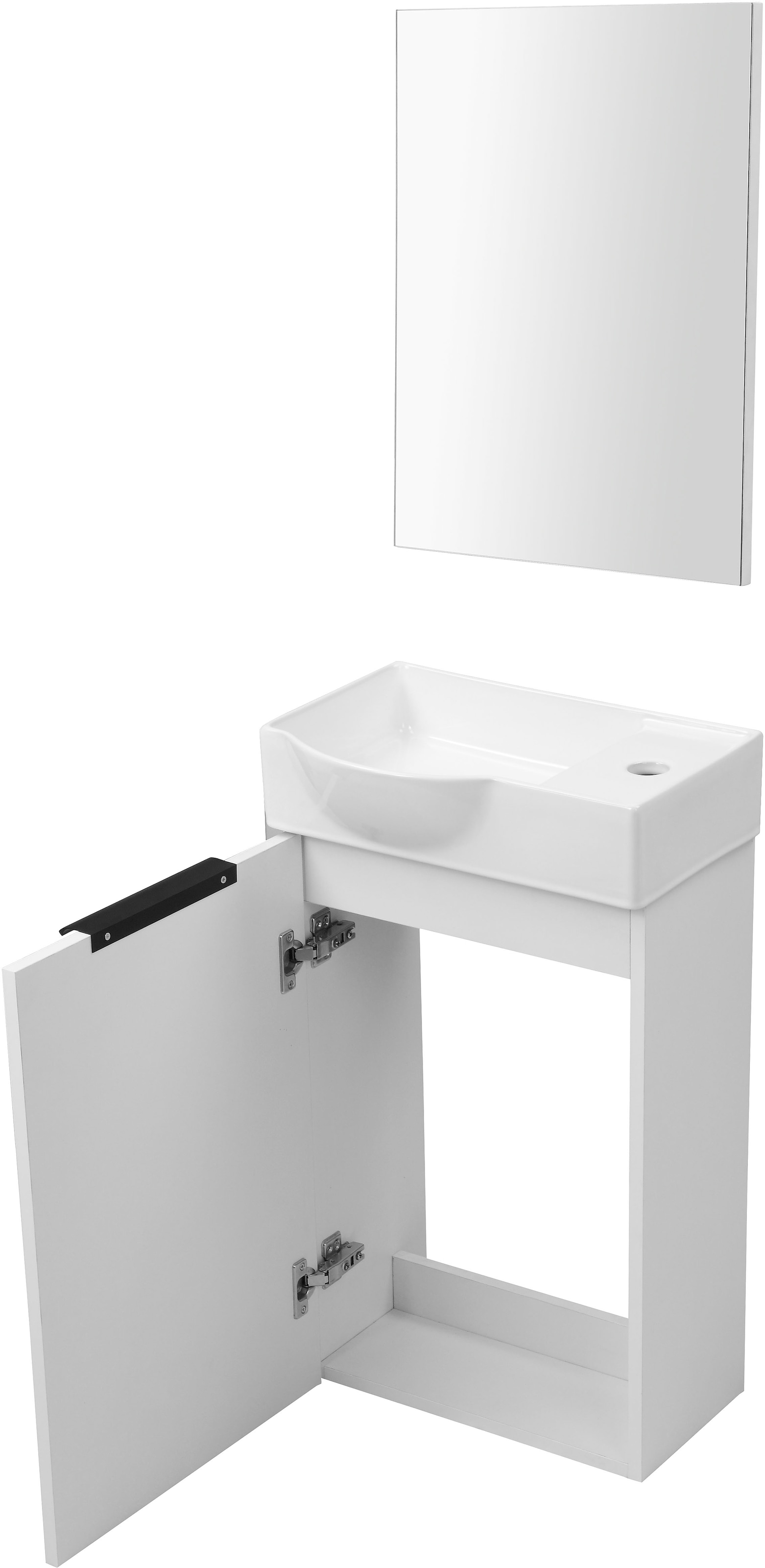 welltime Badmöbel-Set »Sienna Gästebad platzsparend«, (Komplett-Set, 3 St., 3-teilig), Möbelset Badezimmer, 3-teilig, hochglanz 41 cm, weiß, Softclose