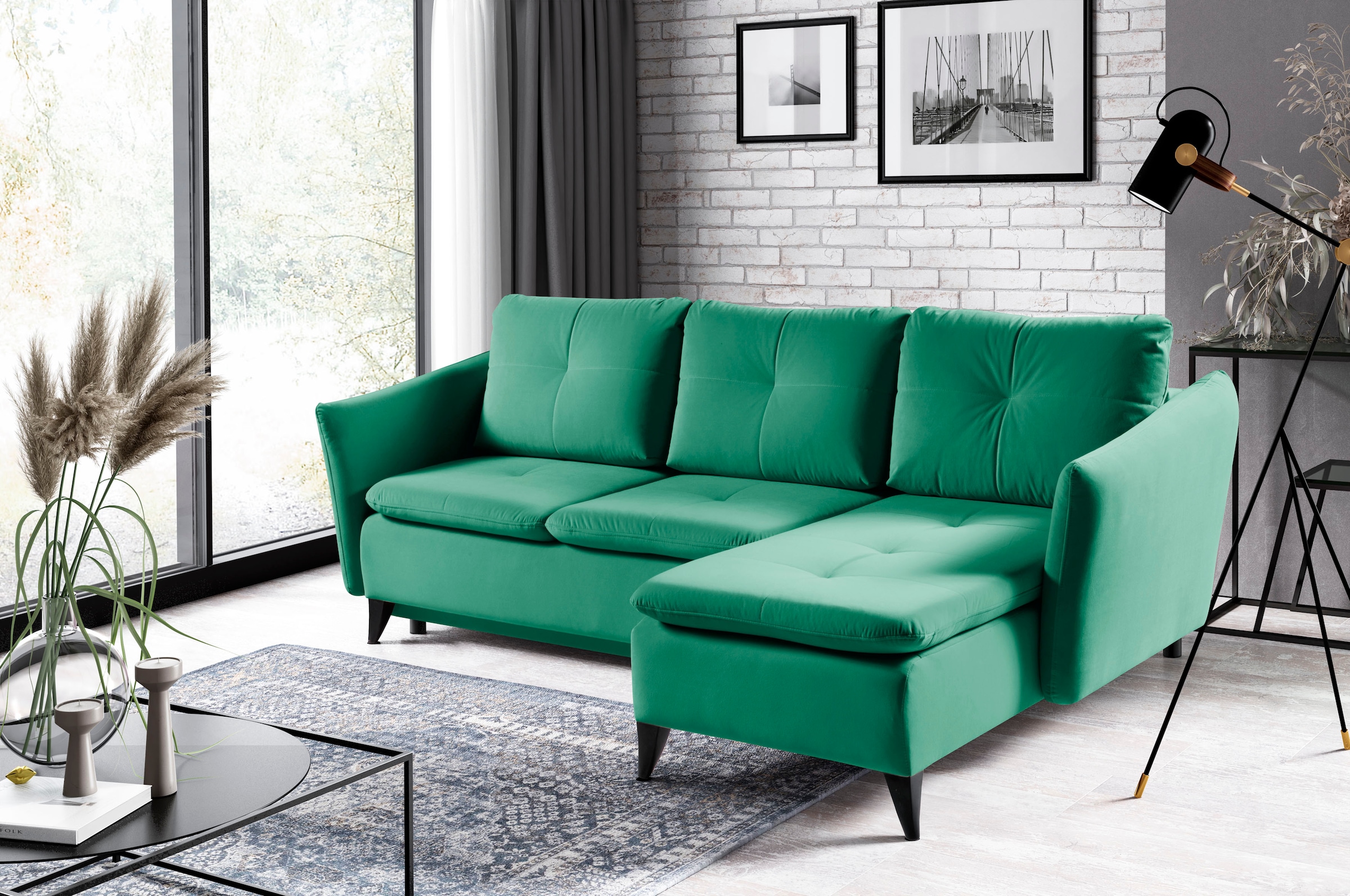 WERK2 Ecksofa "Vesuv L-Form", Moderne Eckcouch mit losen Rückenkissen, Sofa günstig online kaufen