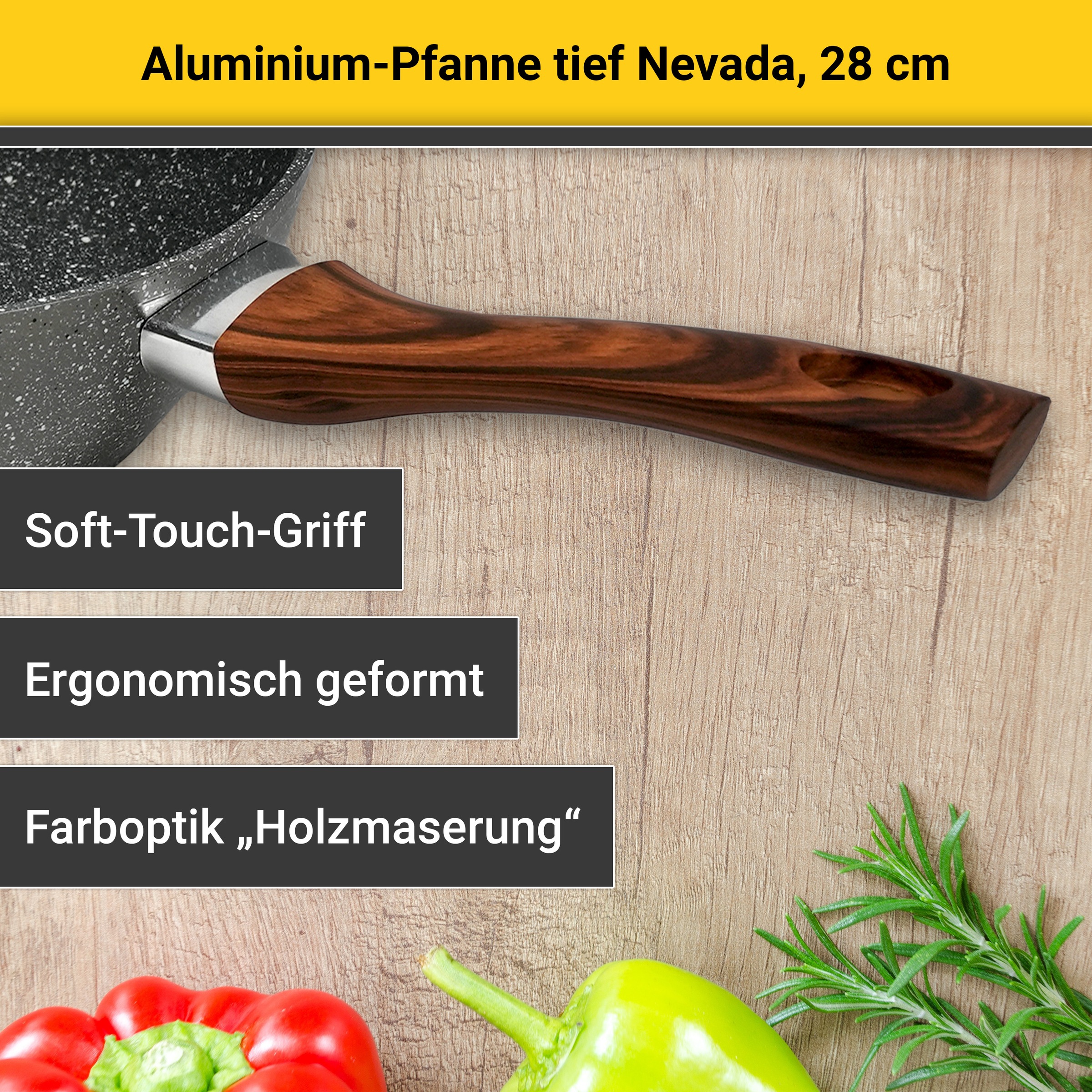 Krüger Bratpfanne »Nevada«, Aluminium, (1 tlg.), für Induktions-Kochfelder geeignet