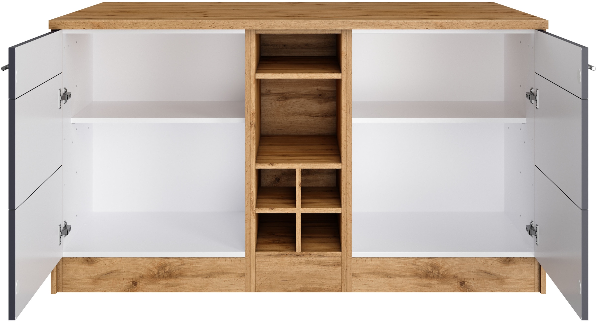 KOCHSTATION Kücheninsel »KS-Wien«, Breite 153 cm, MDF-Fronten, Flaschenregal