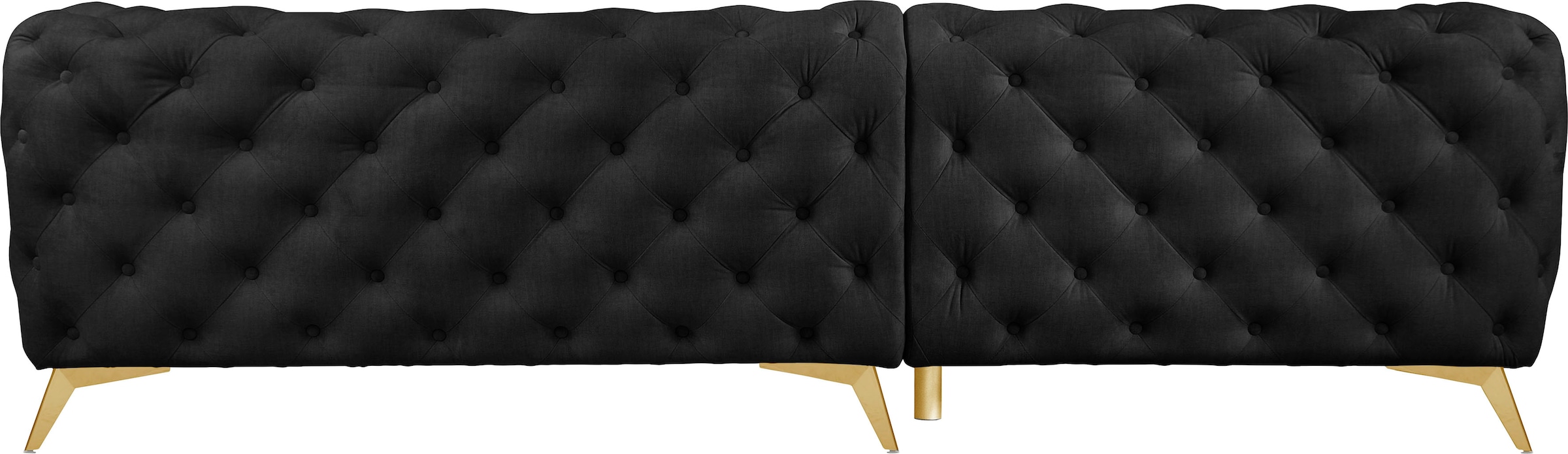 Leonique Chesterfield-Sofa »Ecksofa GLYNIS L-Form mit Wellenunterfederung, Maße B/T/H 264/204/75cm«, aufwändige Knopfheftung, moderne Chesterfield Optik, Fußfarbe wählbar