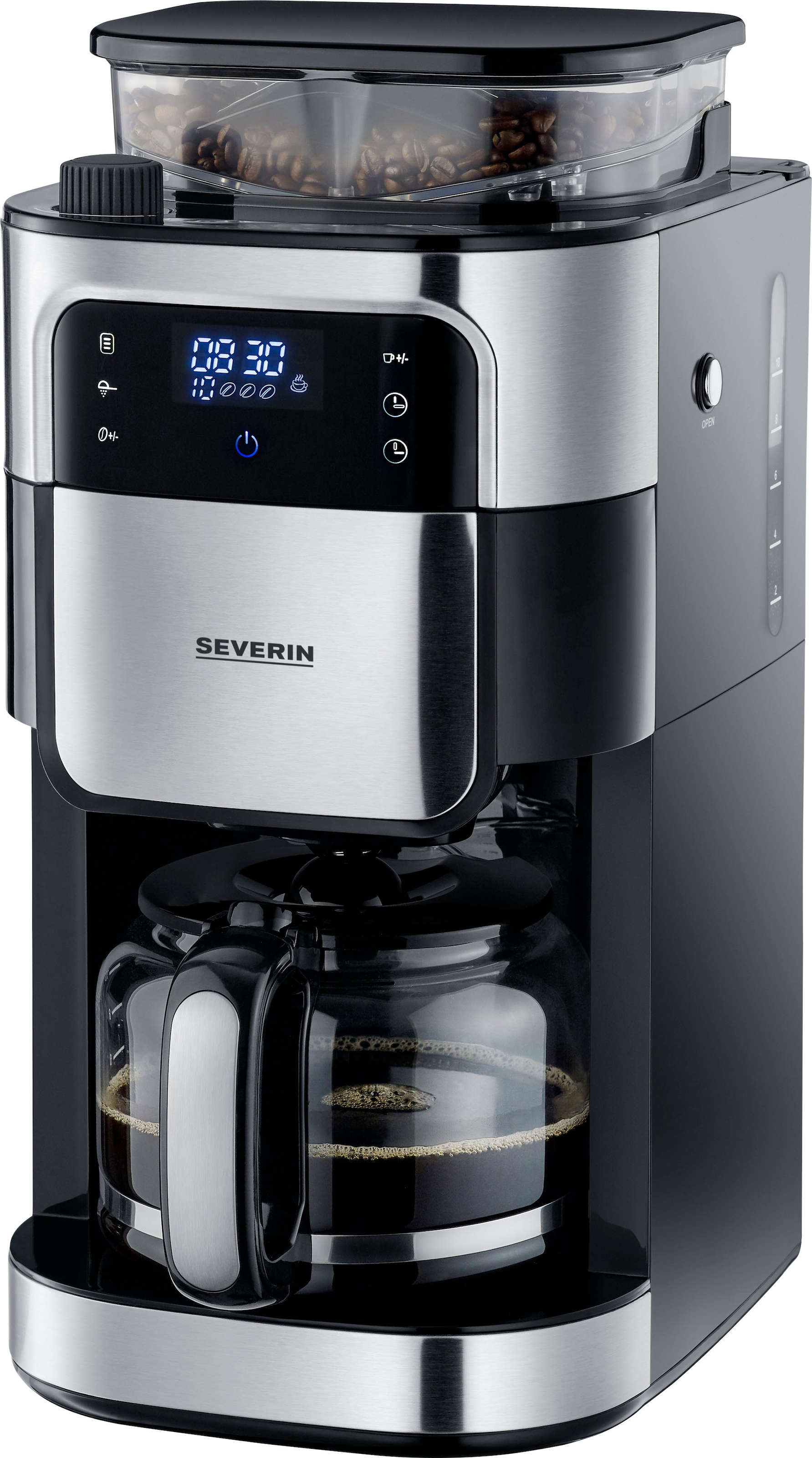 Severin Kaffeemaschine mit Mahlwerk »KA 4813«, 1,25 l Kaffeekanne, Permanentfilter, 1x4, Mahlgrad und Kaffeemenge einstellbar, Warmhalten: bis 60 Min., Timer