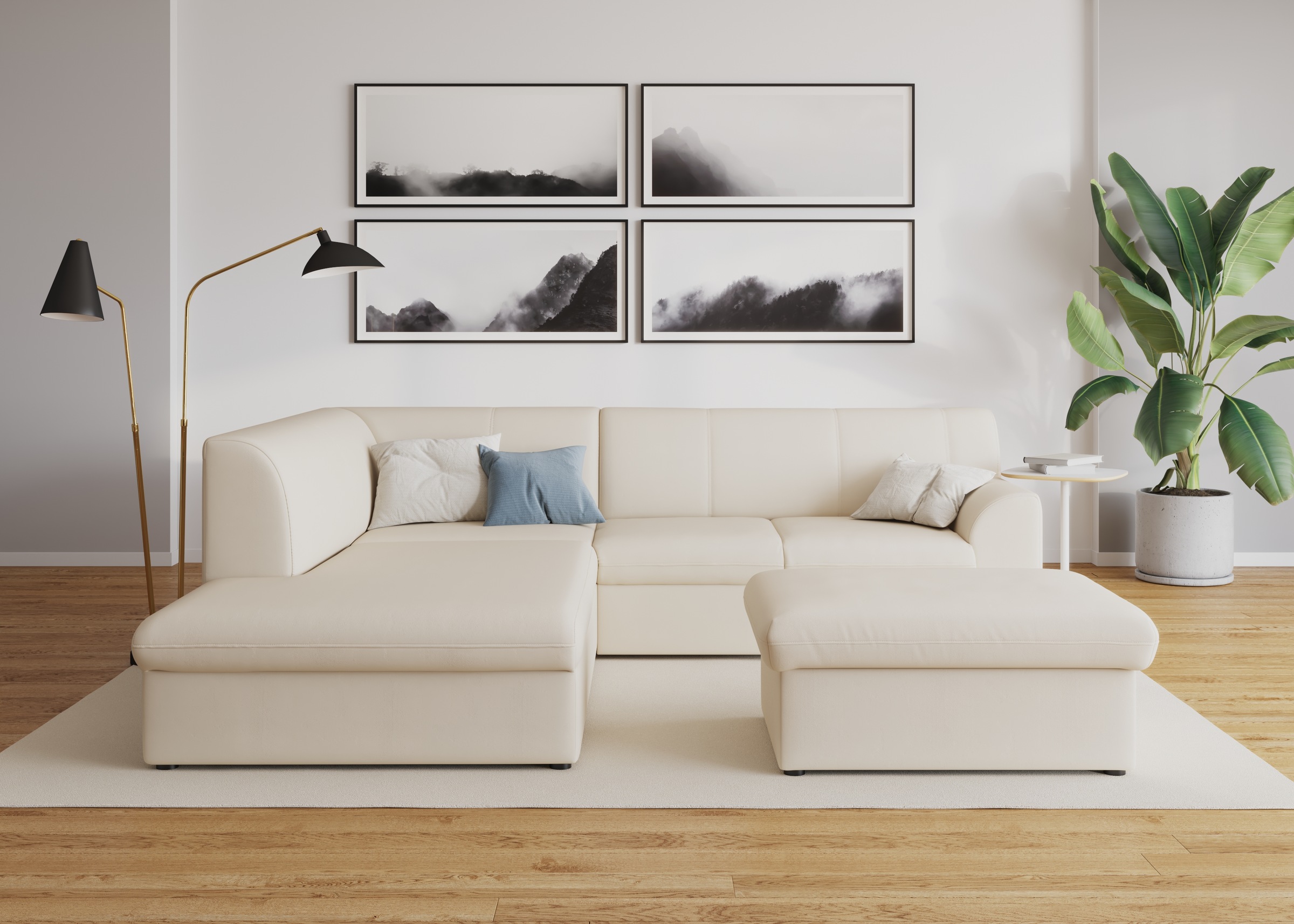 DOMO collection Ecksofa »Topper zeitlos elegant, kompakte Stellmaße, OTTOs Choice, L-Form«, mit Ottomane, wahlweise mit Schlaffunktion