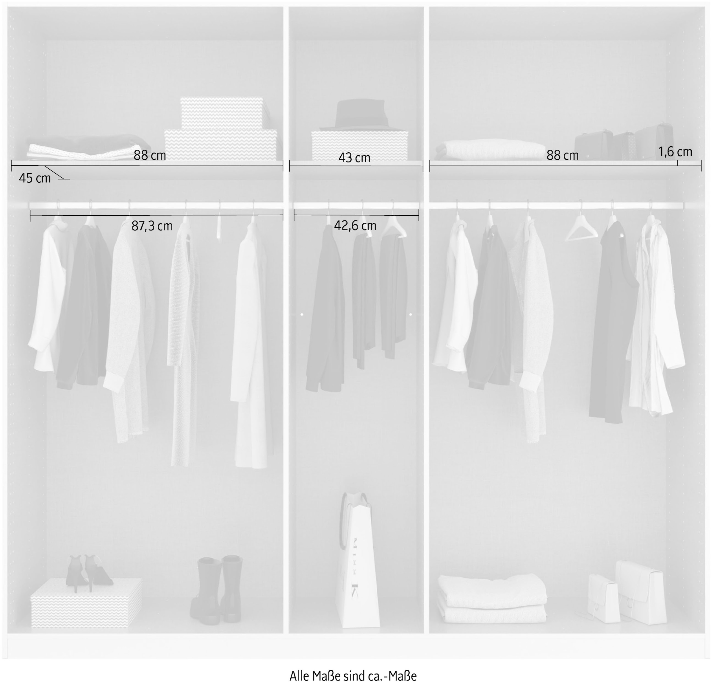 rauch Drehtürenschrank »Kleiderschrank Schrank Garderobe Ankleide PURE BY QUADRA SPIN« Breiten: 181/226/271 cm, Höhe 210 cm,  mit Spiegel, in puristischem Design, Griffe alufarben MADE IN GERMANY