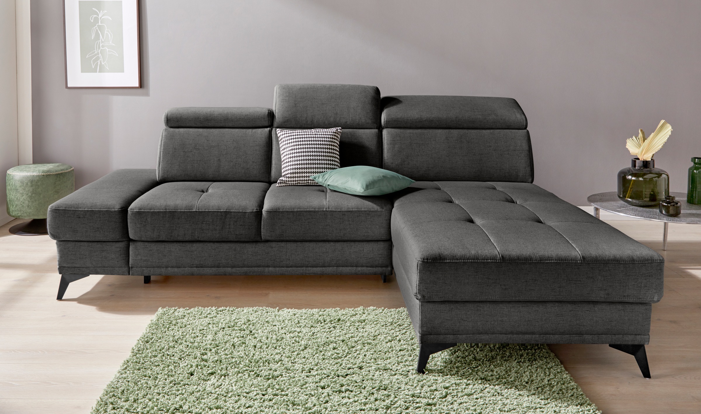 Home affaire Ecksofa »Cardiz L-Form« inkl.Kopfteilverstellung und Federkern günstig online kaufen