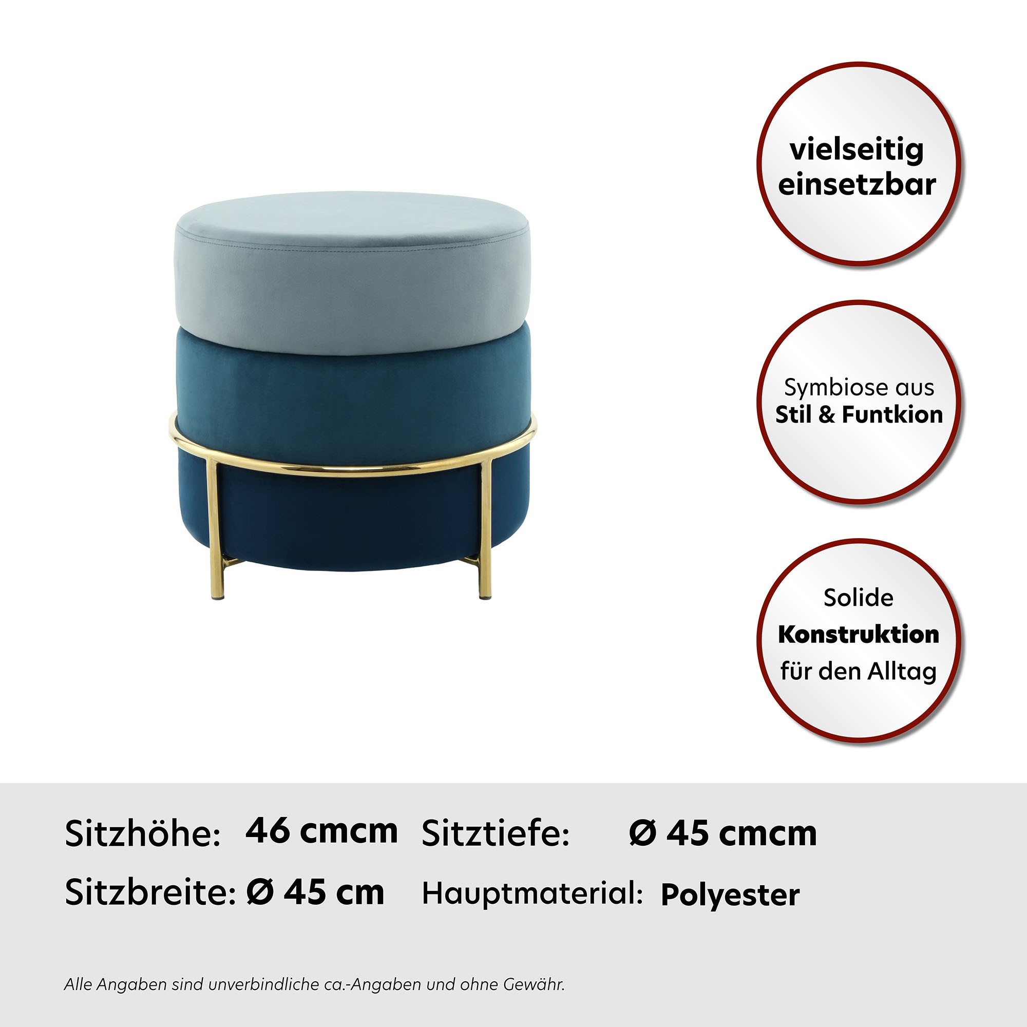 Kayoom Sitzhocker »Hocker Matilda 125, Komfortable runde Form, Gemütlicher Design-Hocker«, (1 St.), samtweich, elegant, gepolstert, große Sitzfläche