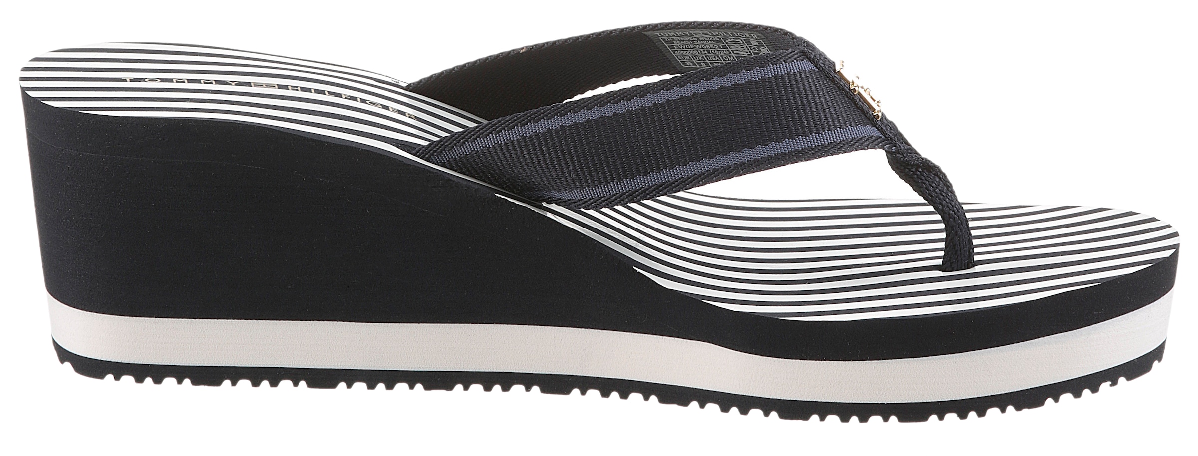 Tommy Hilfiger Dianette »TH STRIPES WEDGE BEACH SANDAL«, Zehentrenner, Sommerschuh mit gestreifter Innensohle