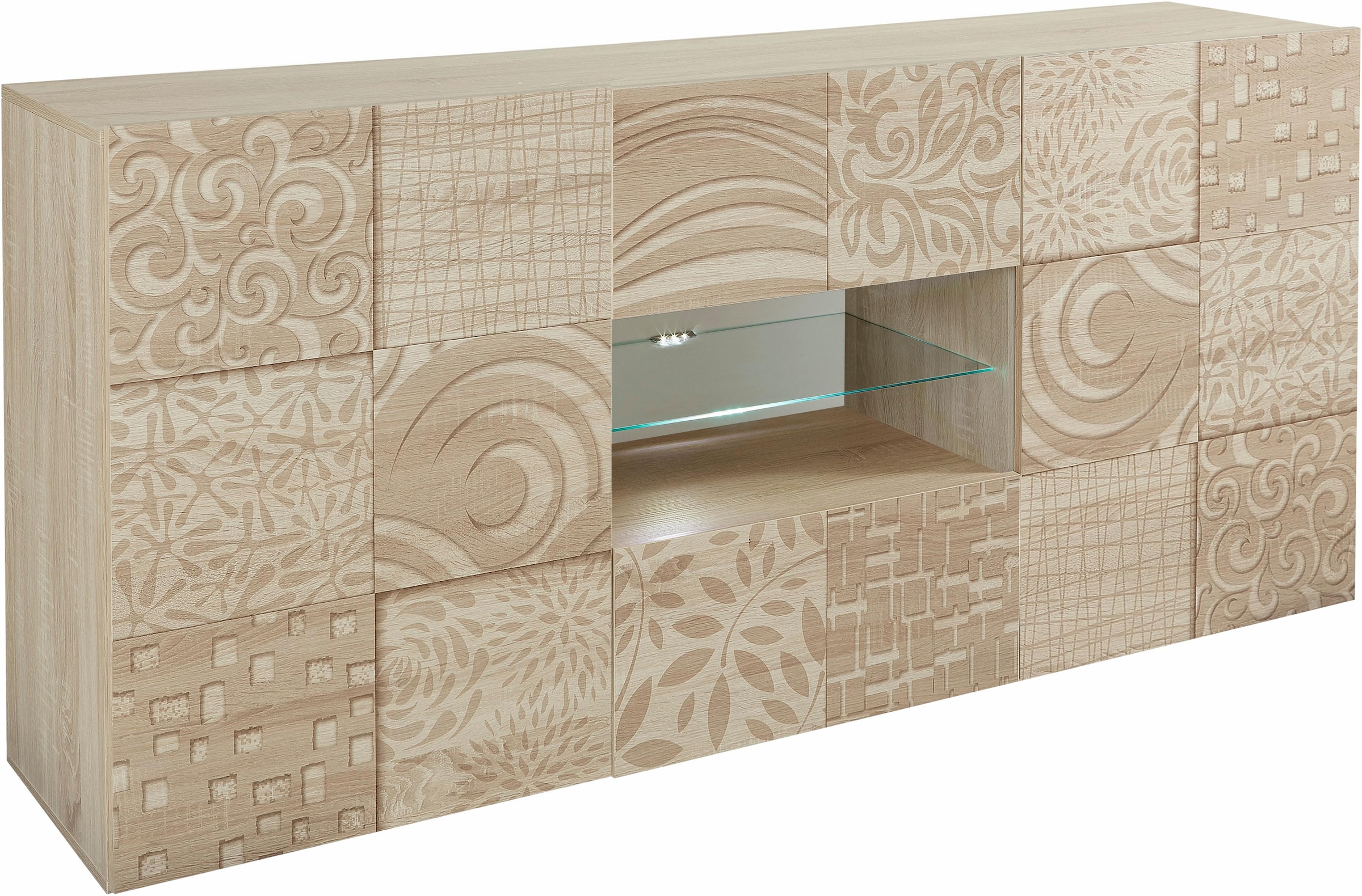 INOSIGN Sideboard »Miro«, Breite 181 cm mit dekorativem Siebdruck