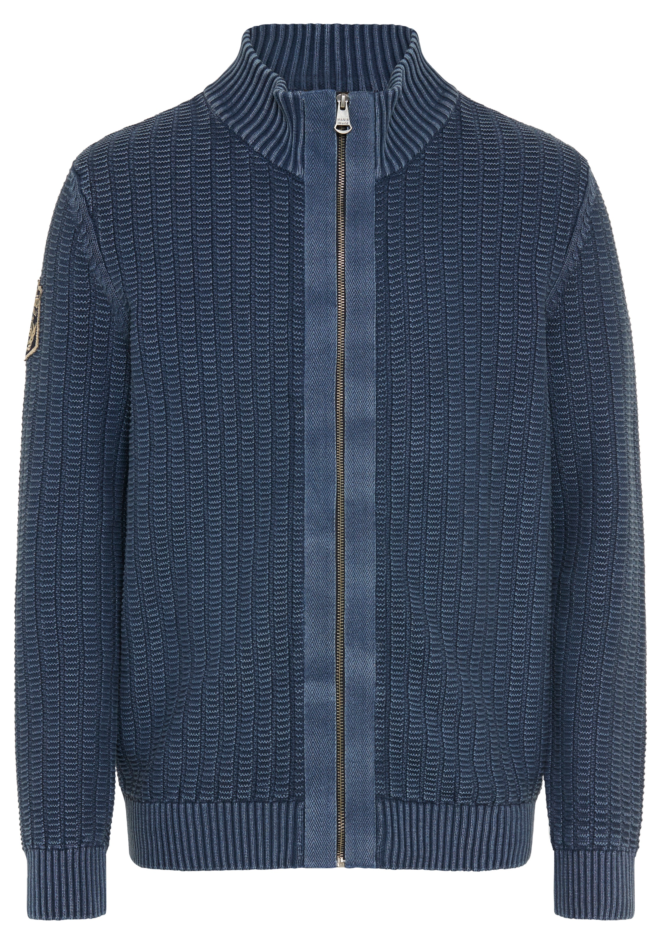Man's World Strickjacke »Neue Kollektion! Highlight washed Strickstruktur« Regular Fit, Strukturmuster, mit Stehkragen, mit Reißverschluss