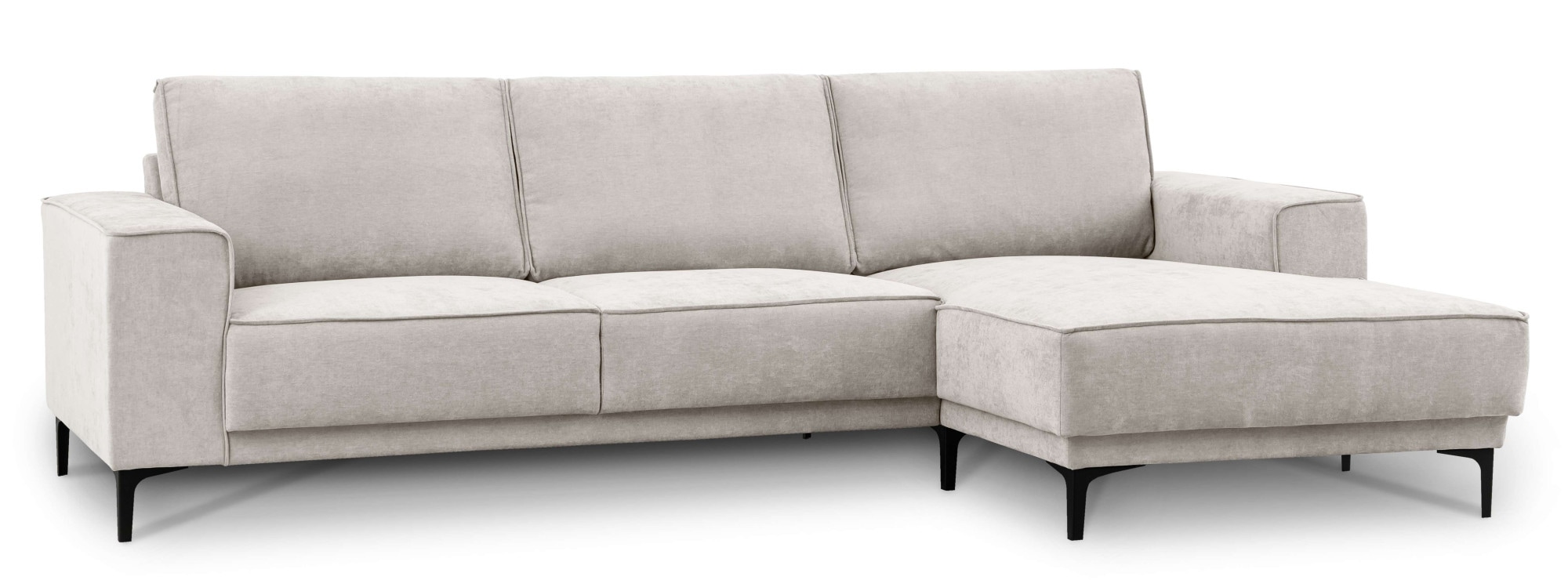 Places of Style Ecksofa »Polsterecke Oland, Struktur, Flachgewebe, Luxus-Microfaser, Boucle«, L-Form, 280 cm, Wellenunterfederung, Skandi-Design, Metallfüße