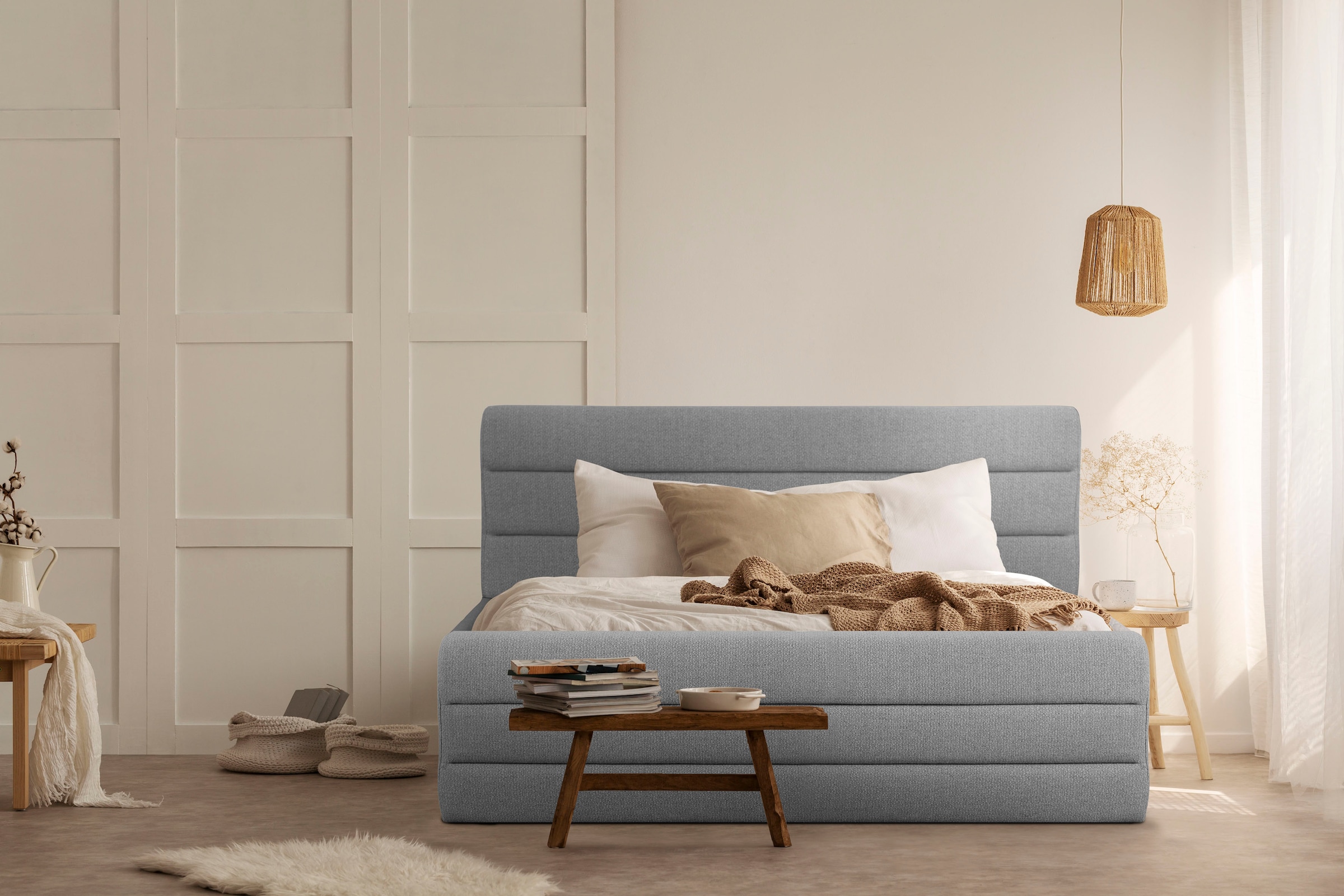 OTTO products Polsterbett "Merrit" Quernaht im Kopf- und Fußteil, in 5 Brei günstig online kaufen