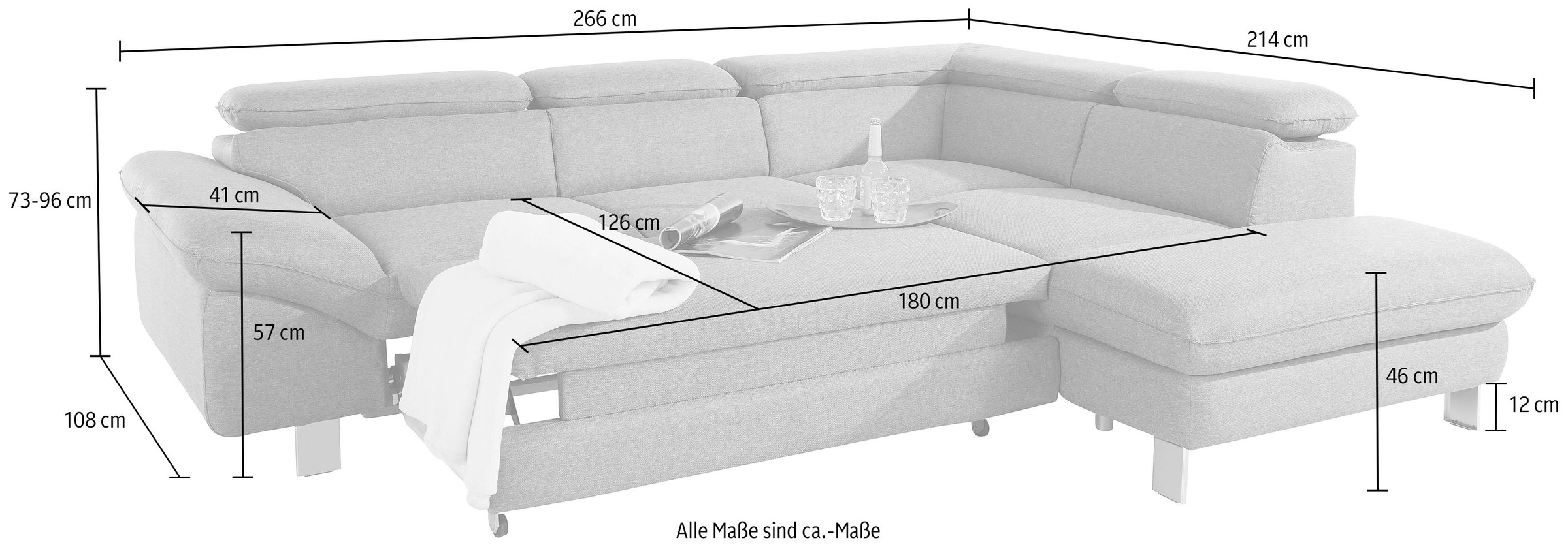 COTTA Ecksofa »Driver L-Form«, mit Kopfteilverstellung, wahlweise mit Bettfunktion