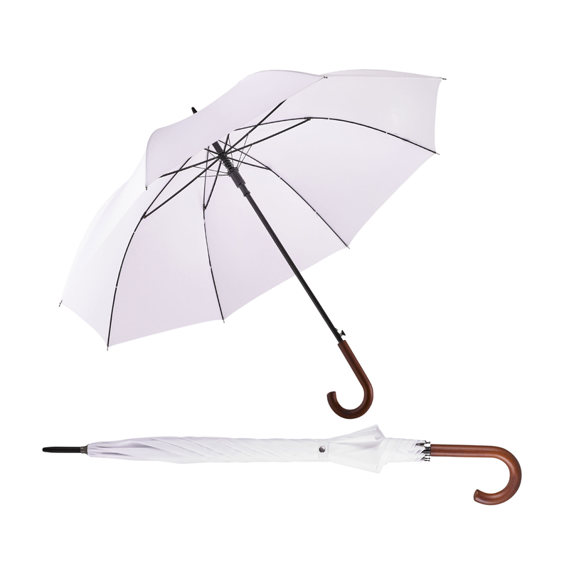 EUROSCHIRM Partnerschirm »Automatik W130, weiß« Regenschirm für Zwei, mit Automatik, Griff aus Holz, extra großes Dach weiß
