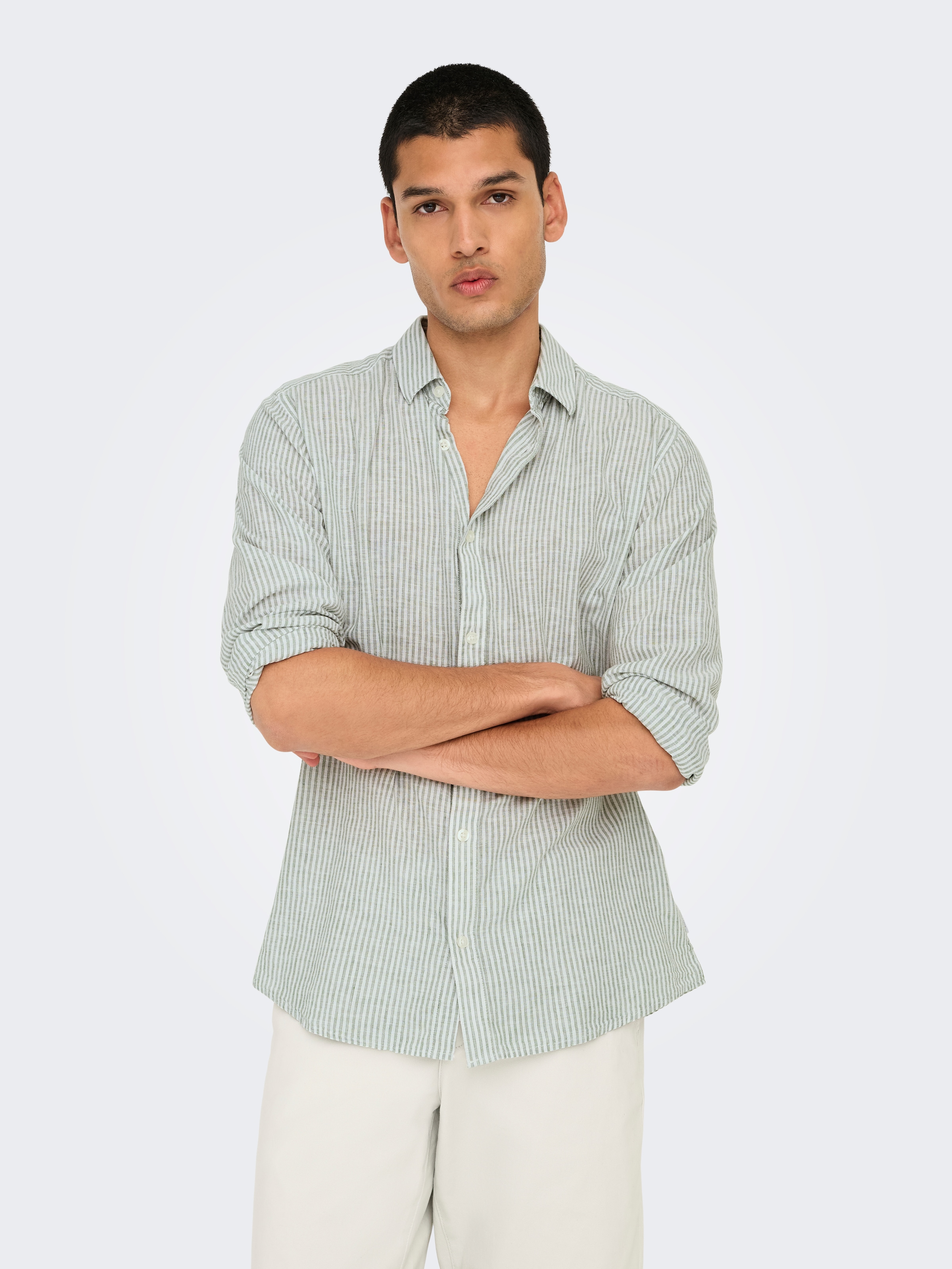 ONLY & SONS Kurzarmhemd »ONSCAIDEN LS STRIPE LINEN SHIRT 660 NOOS«