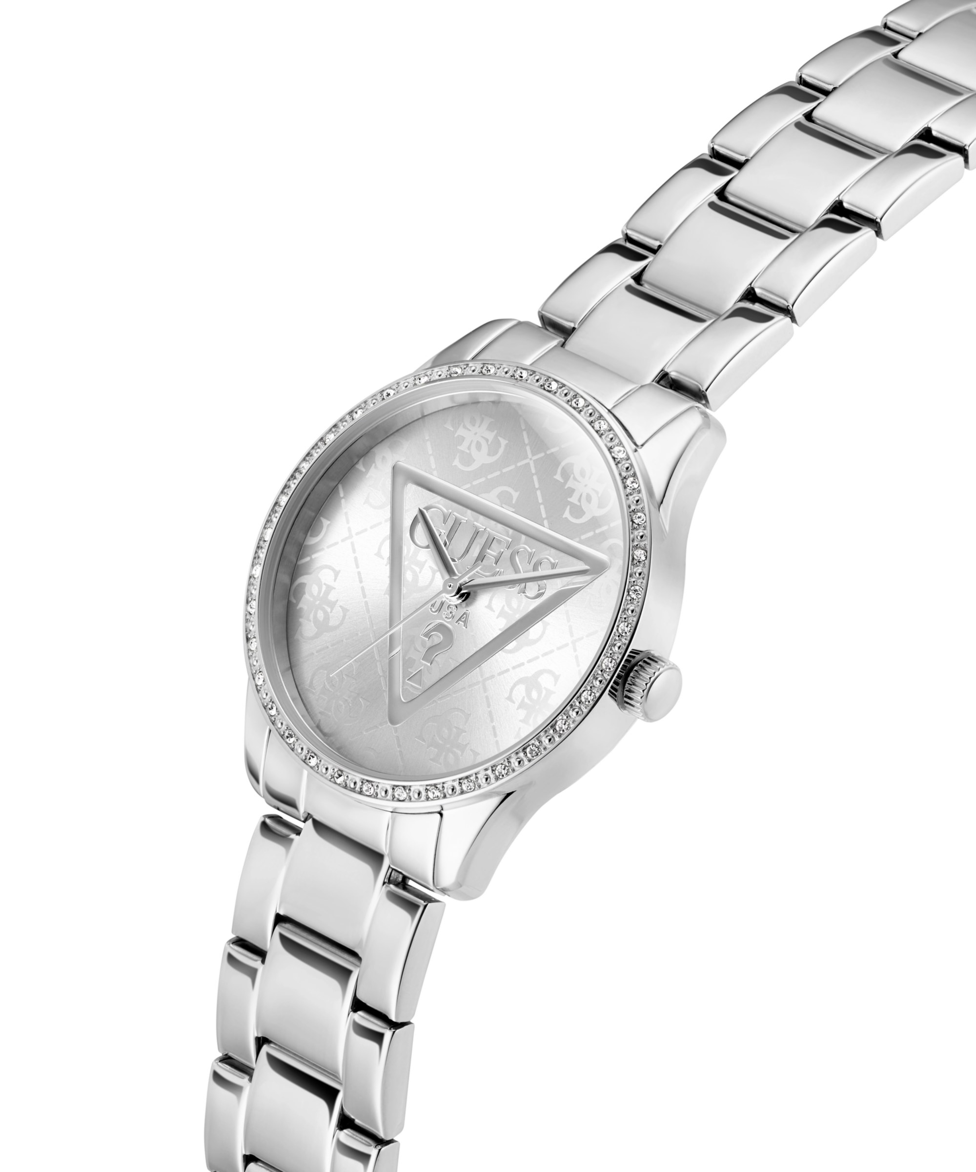 Guess Quarzuhr »ROXY«, Armbanduhr, Damenuhr, Edelstahlarmband, Kristallglas
