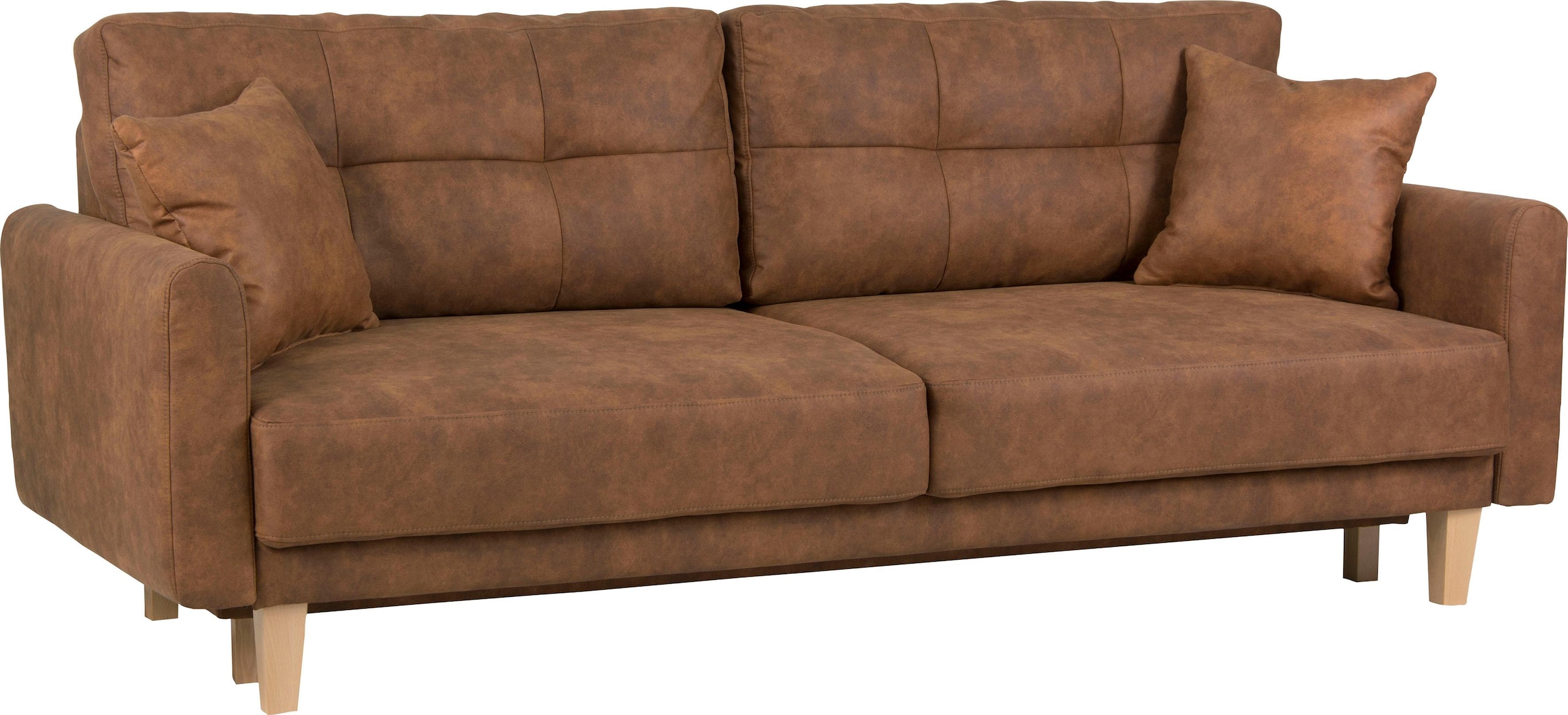 Home affaire 3-Sitzer »TRIPLO optionale Schlafsofa mit Bettkasten, Maße B/T/H: 215/100/89 cm«, Wahlweise Bettfunktion - Liegefläche 145x191 cm, Rücken-, Zierkissen