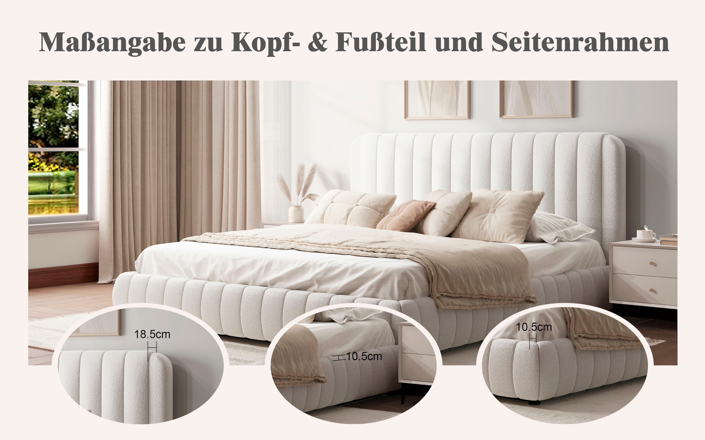 Home affaire Polsterbett »SELVAIR in der Breite 180cm, inkl. Lattenrost und Bettkasten« gepolstertes Kopfteil und Rahmen, Bezug im Chenillecharakter