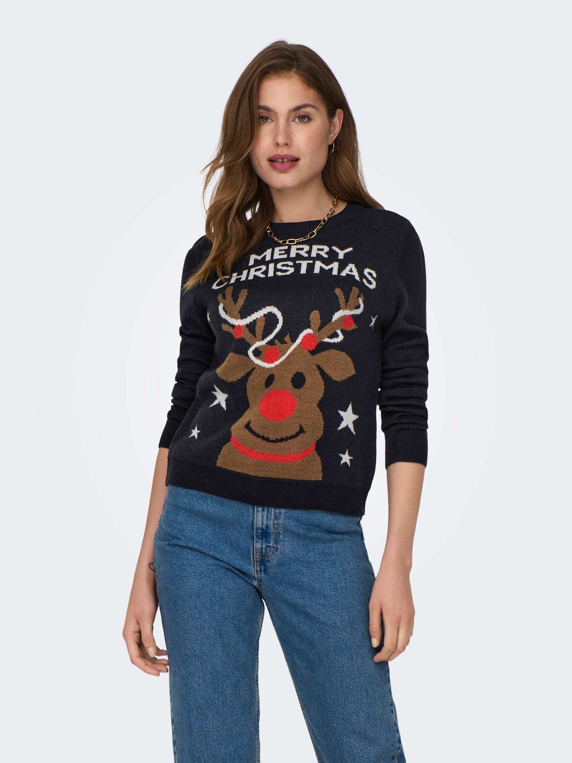 ONLY Weihnachtspullover »ONLXMAS DEER LS O-NECK BOX KNT«