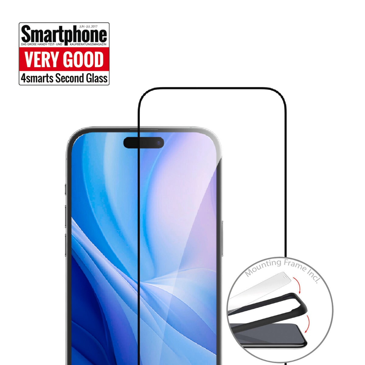 4smarts Displayschutzglas »Second Glass mit Montagerahmen« für Apple iPhone 16 Plus 1 Stk. tlg. Displayschutzfolie, Schutzfolie, Bildschirmschutz, kratz- & stoßfest