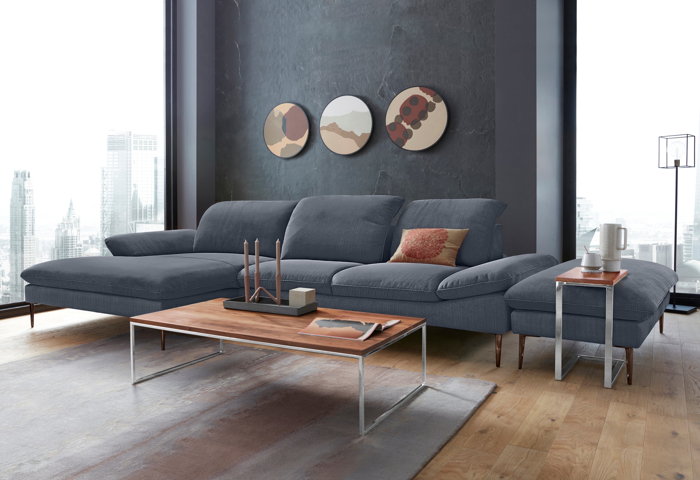 W.SCHILLIG Ecksofa »enjoy&MORE, Designsofa, bequem, elegant und zeitlos, L-Form«, Sitztiefenverstellung, Füße bronze pulverbeschichtet, Breite 340 cm