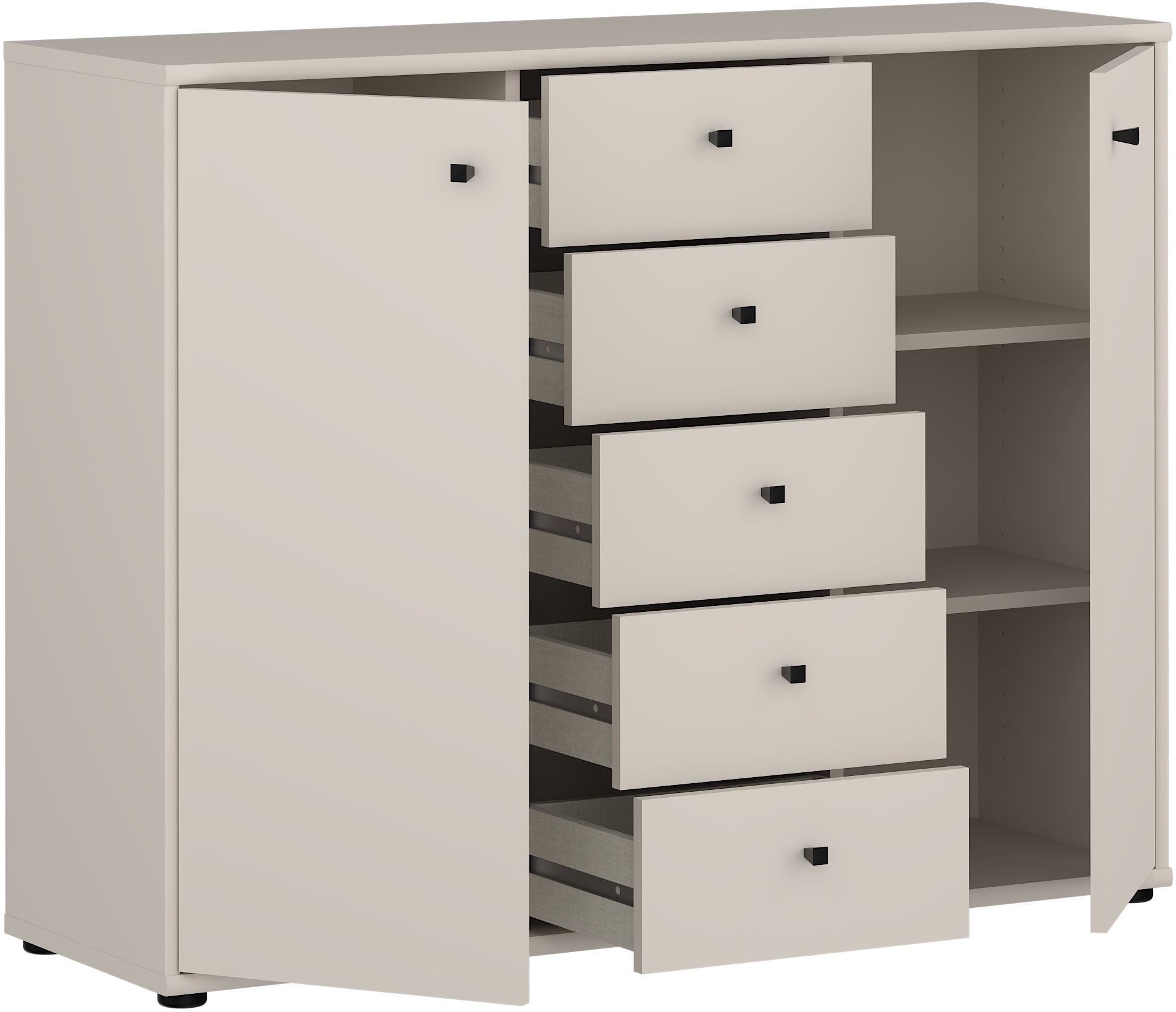 FORTE Kommode »Tempra, Kommode, 2 Türen, 5 Schubkästen, viel Stauraum« B/H/T 108,8/85,5/34,8 cm