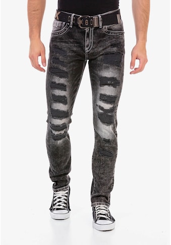 Cipo & Baxx Straight-Jeans, im modischem Destroyed-Look mit Gürtel kaufen