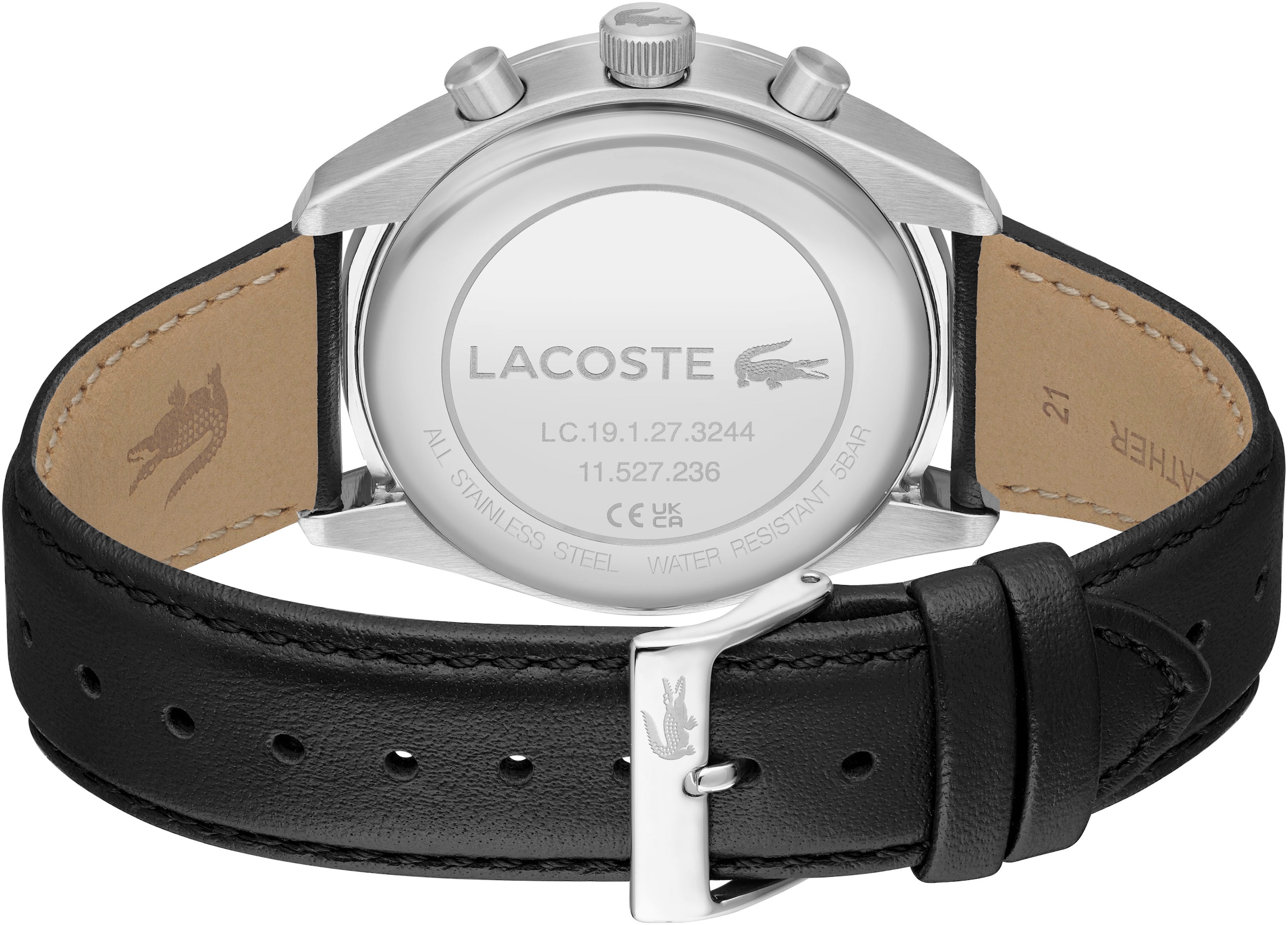 Lacoste Chronograph »BOSTON«, Armbanduhr, Quarzuhr, Herrenuhr, Tag, Stoppfunktion, Lederarmband