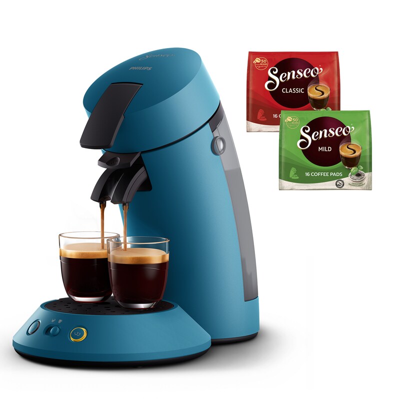 PHILIPS SENSEO Kaffeepadmaschine »Original Plus CSA210/20, mit zwei Kaffee-Einstellungen« aus 28% rec. Plastik, inkl. Gratis-Zugabe (Wert 5 € UVP)...