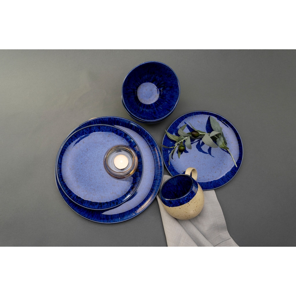 CreaTable Kombiservice »Geschirr-Set Deep Blue Sea«, (Set, 8 tlg., Kaffeeservice und Tafelservice im Set, für 2 Personen)